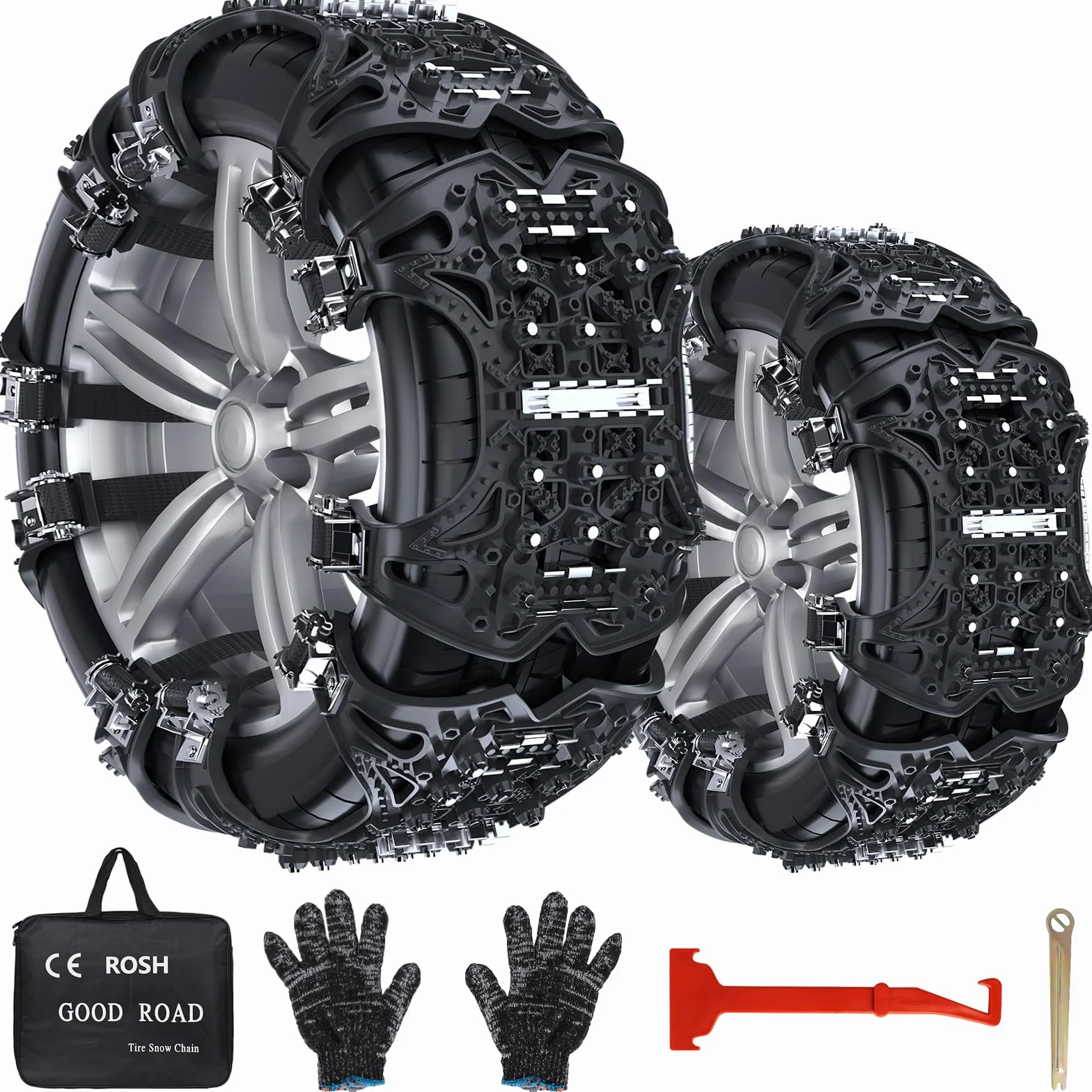 FethFire Catene da Neve Universali,6 Pezzi Catene Neve Auto per Auto SUV con Larghezza Pneumatici 165-285 mm