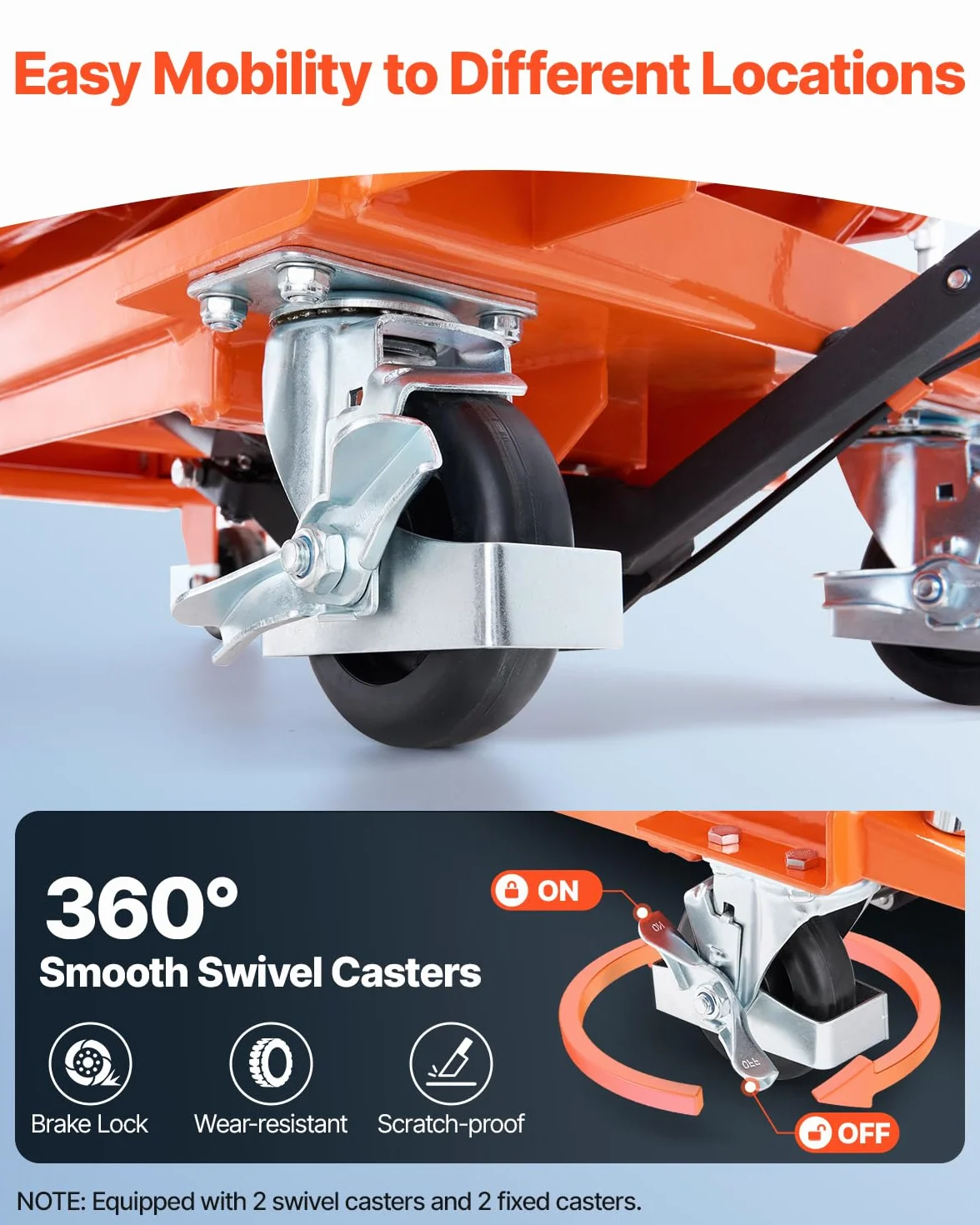 VEVOR Tavolo Elevatore Idraulico, Capacità 226,8 kg Carrello Elevatore a Doppia Forbice con 4 Ruote, Cuscinetto Antiscivolo, Altezza di Sollevamento 1200 mm per Movimentazione e Trasporto di Materiali