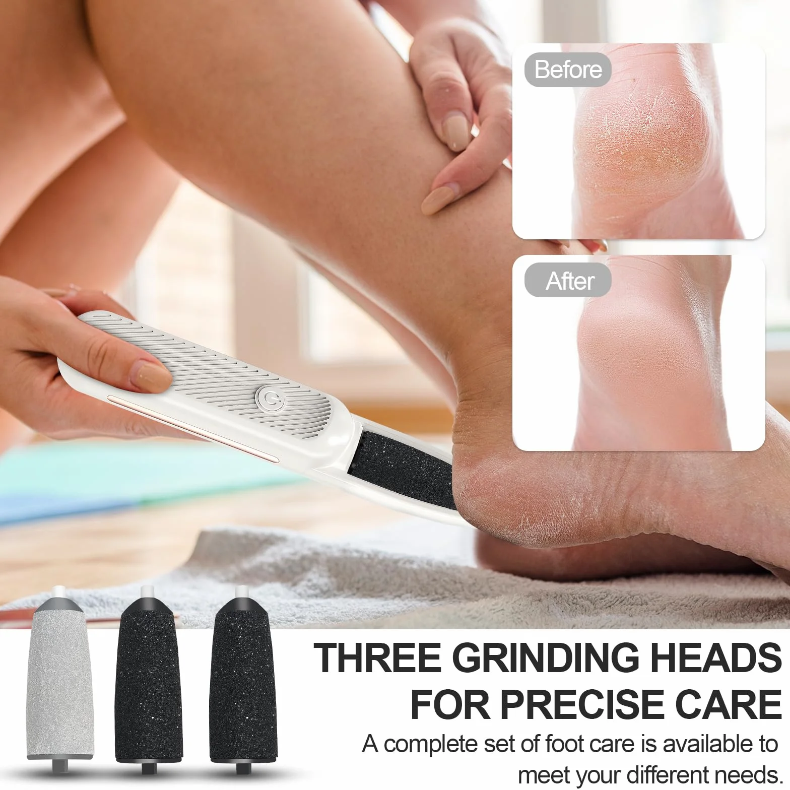Set Professionale Pedicure Elettrico Ricaricabile Portatile con 3 Rulli Ricambio e 3 Velocità per Rimozione Calli Piedi