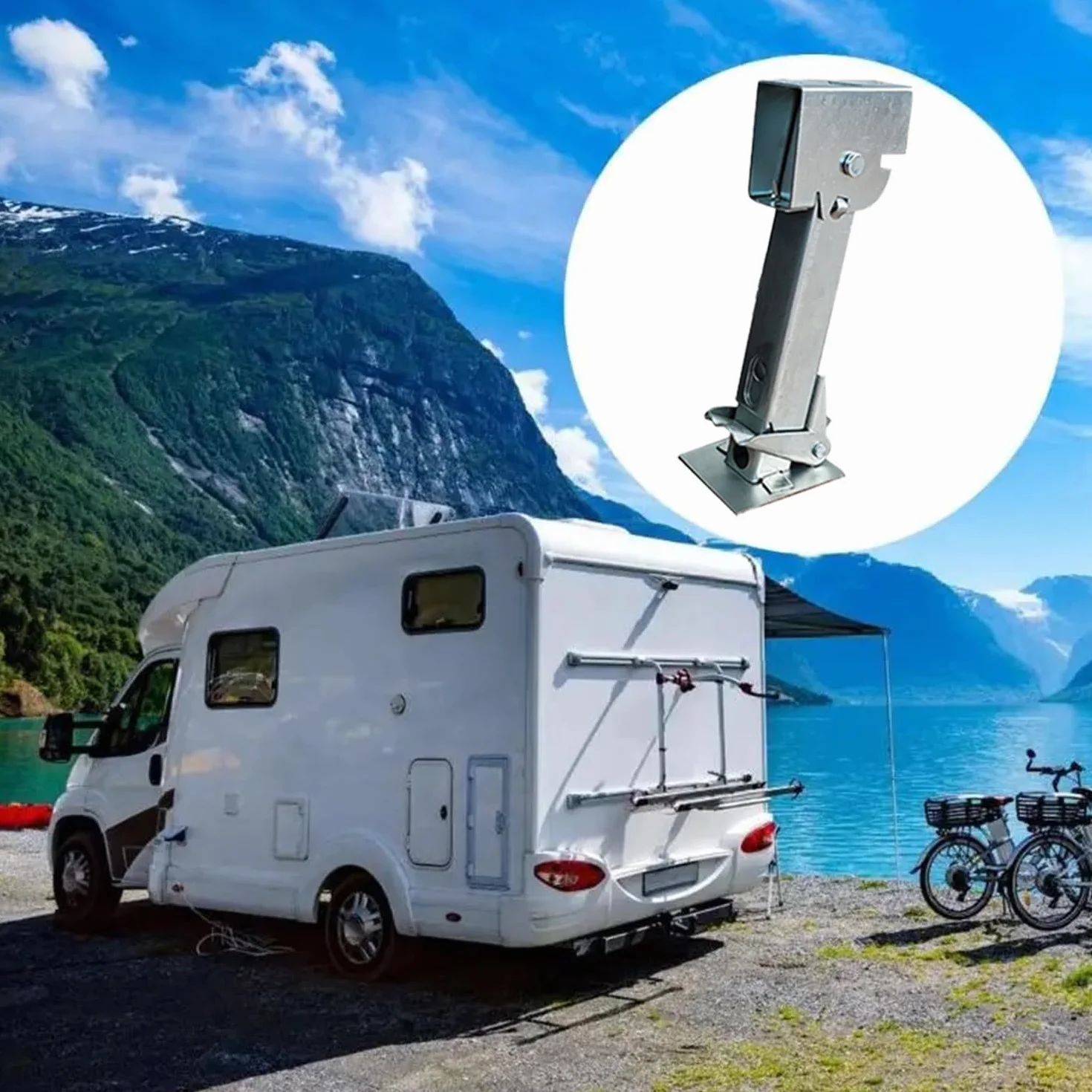 Piedini Stazionamento Camper, Cric di Parcheggio, Martinetto Stabilizzatore Regolabile 650 Libbre Argento