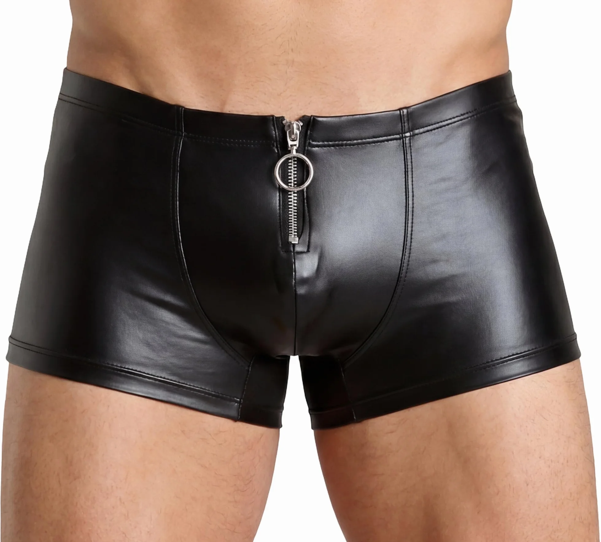 Pantaloncini in lattice con chiusura lampo anteriore effetto bagnato