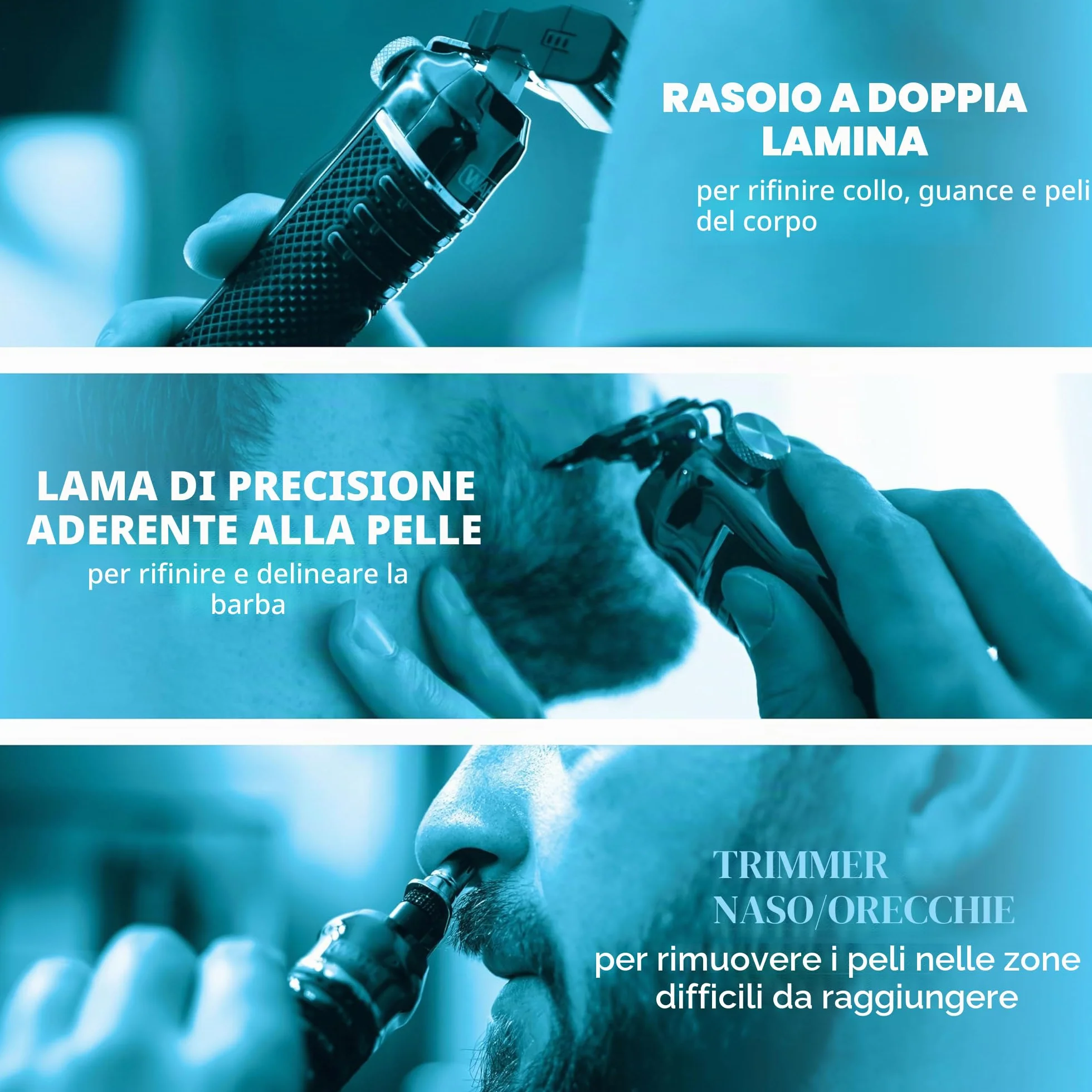 Wahl Pro Series Trimmer lama a taglio ravvicinato ioni di litio regolabarba lavabile kit testine intercambiabili a batteria