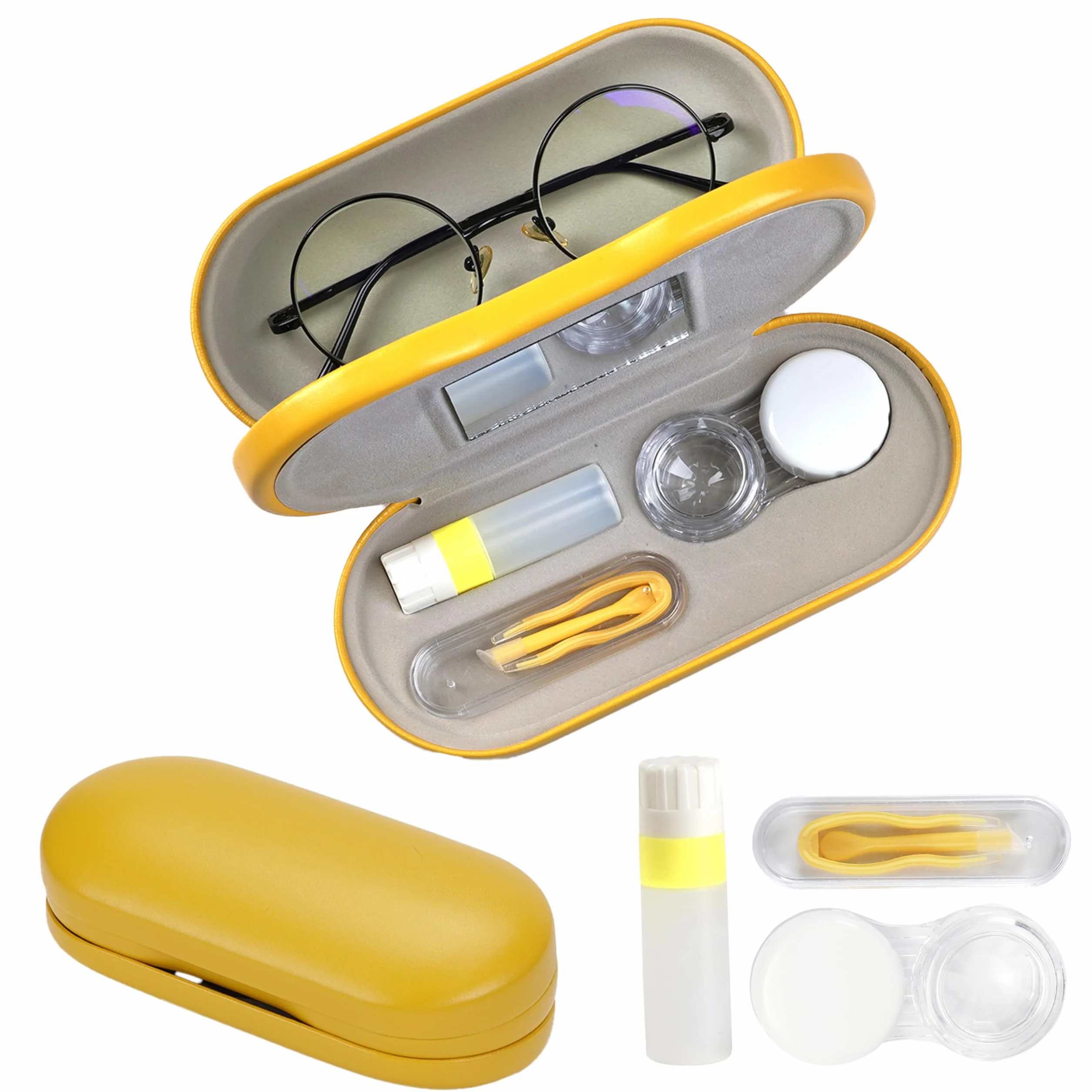Custodia 2-in-1 per occhiali da vista e lenti a contatto portatile multifunzione