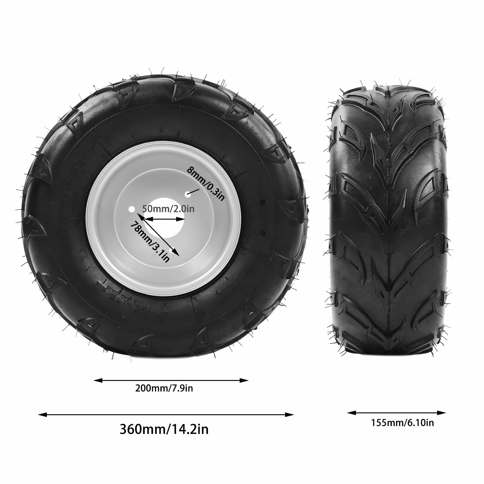 Pneumatici 16 x 8 7 per tutte le stagioni per ATV, UTV, Go-kart, veicoli pesanti con installazione integrata