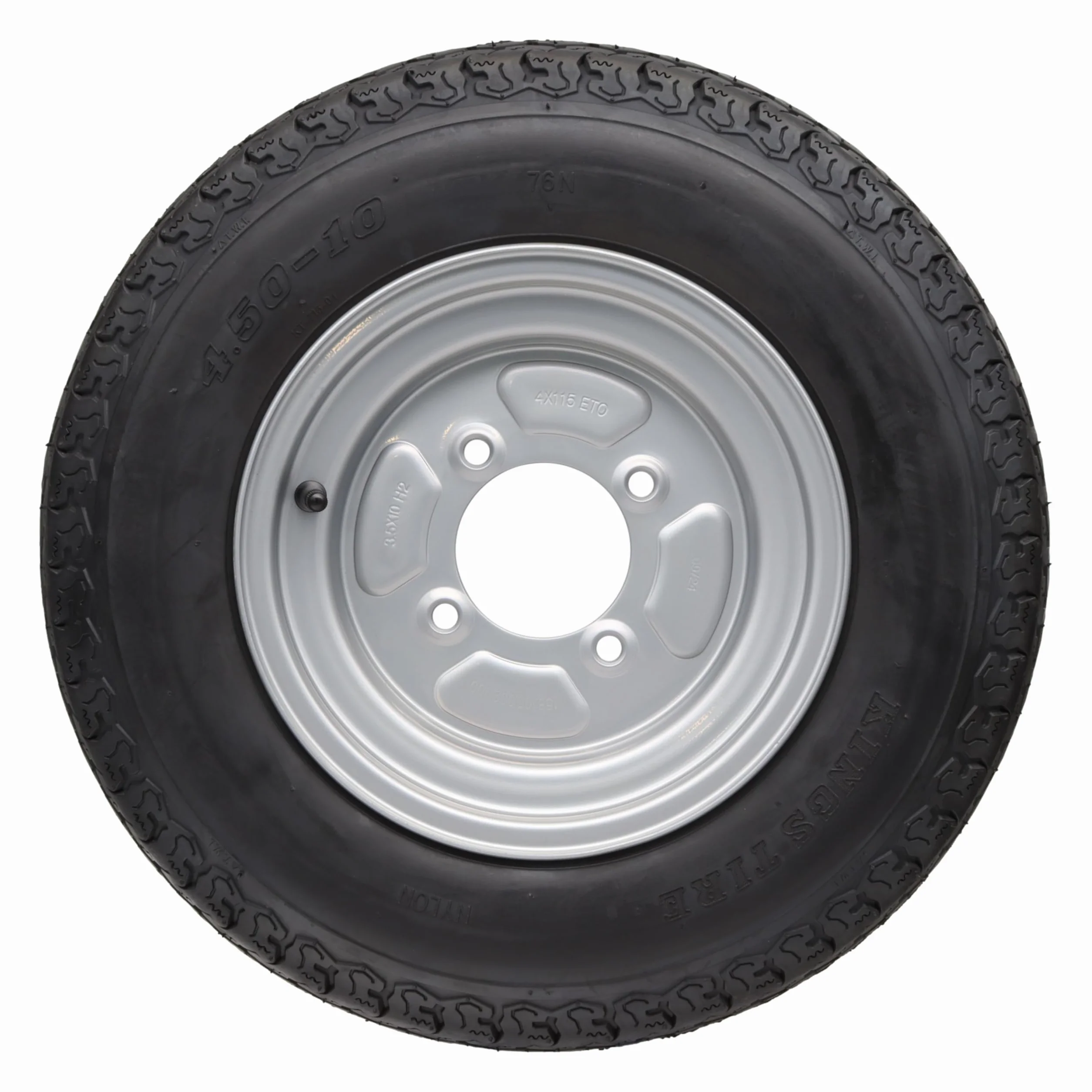 Ruota completa rimorchio 4.50 10 400 kg foro centrale 85 mm cerchio 4x115 pneumatico cerchio francese foro 3.50B x 10 H2 ET 0 (1)