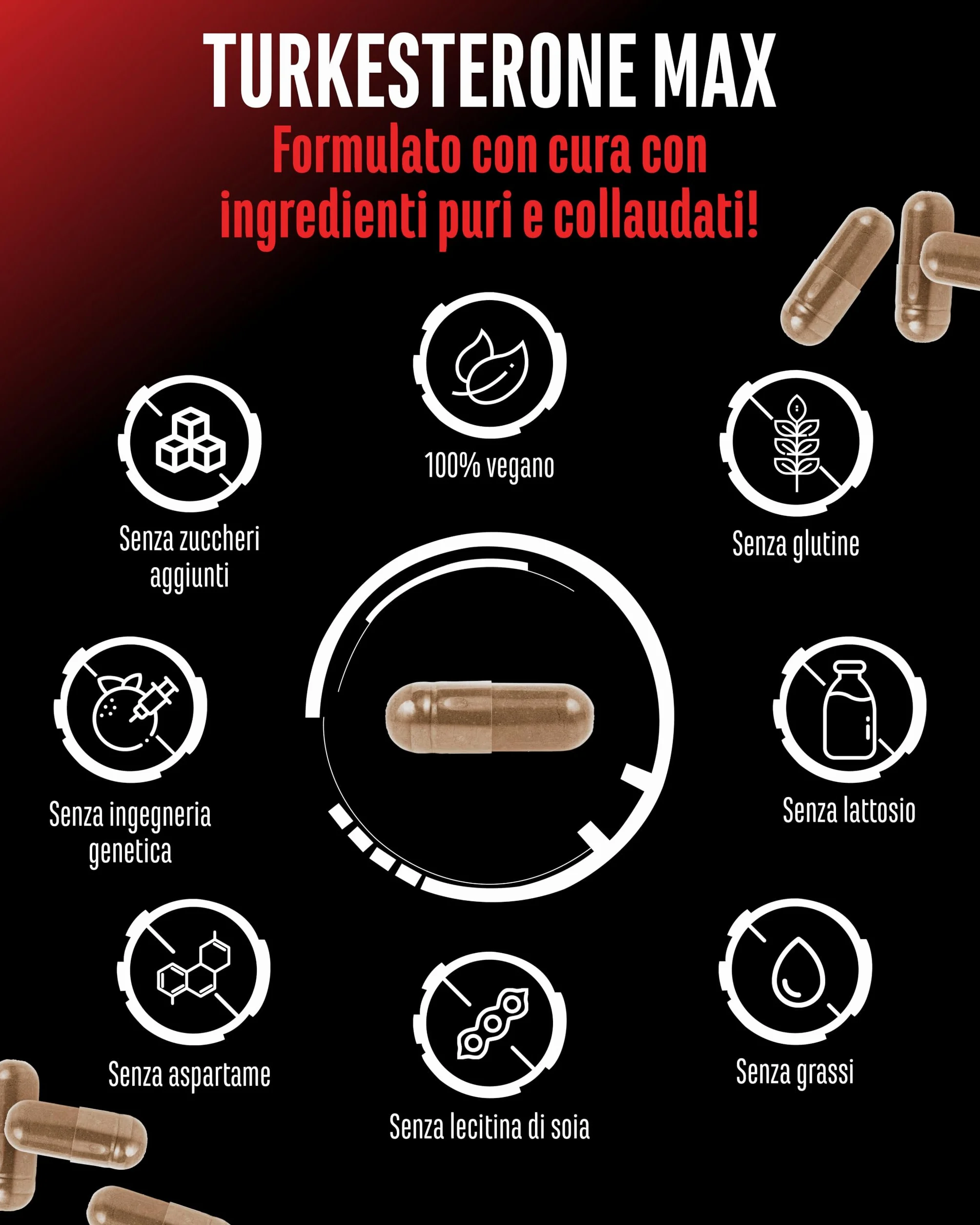 Turkesterone Max 120 capsule 1510 mg per dose giornaliera Bioenhancer Vegan
