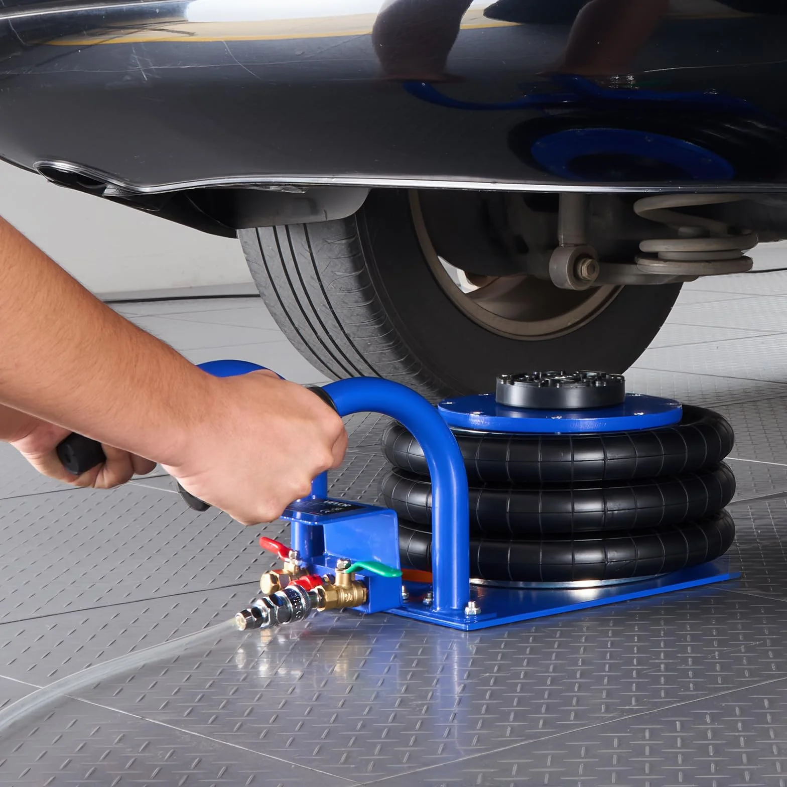 VEVOR Cric Pneumatico 3 Tonnellate 6 Tubi Acciaio Altezza 45 cm per Auto SUV Officine