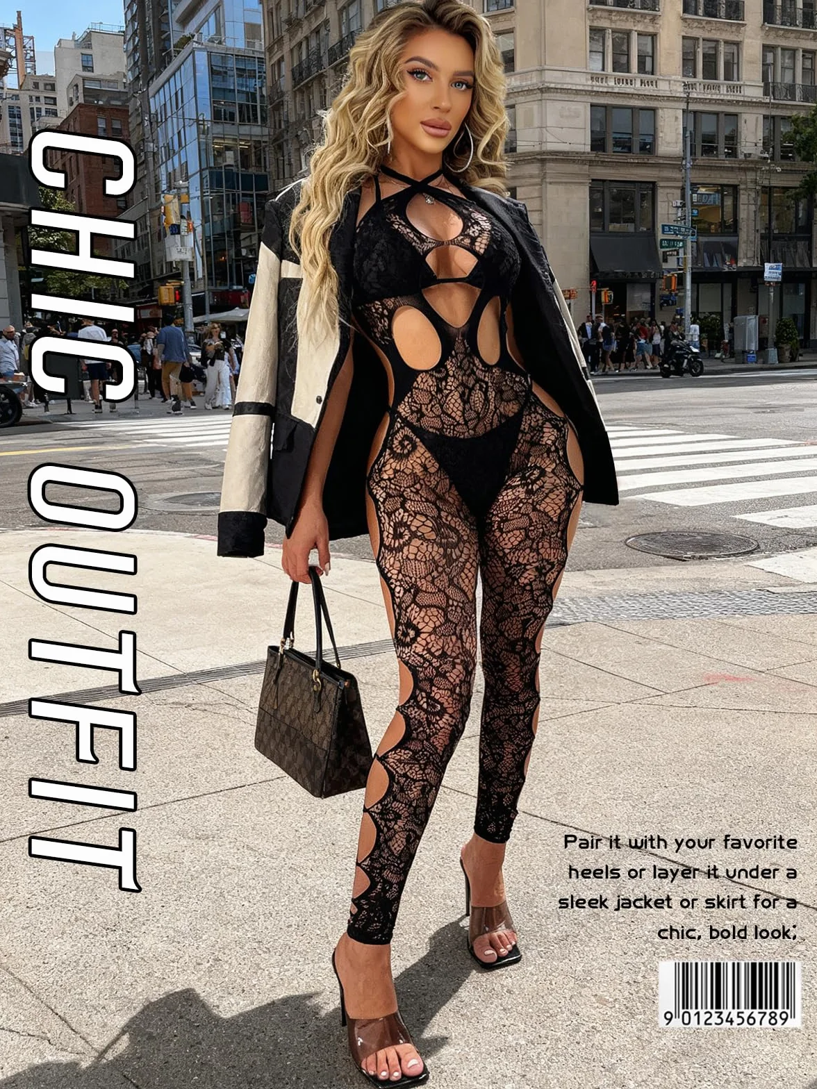 Buitifo Lingerie Donna Sexy Fishnet Bodystocking Babydoll Sleepwear
