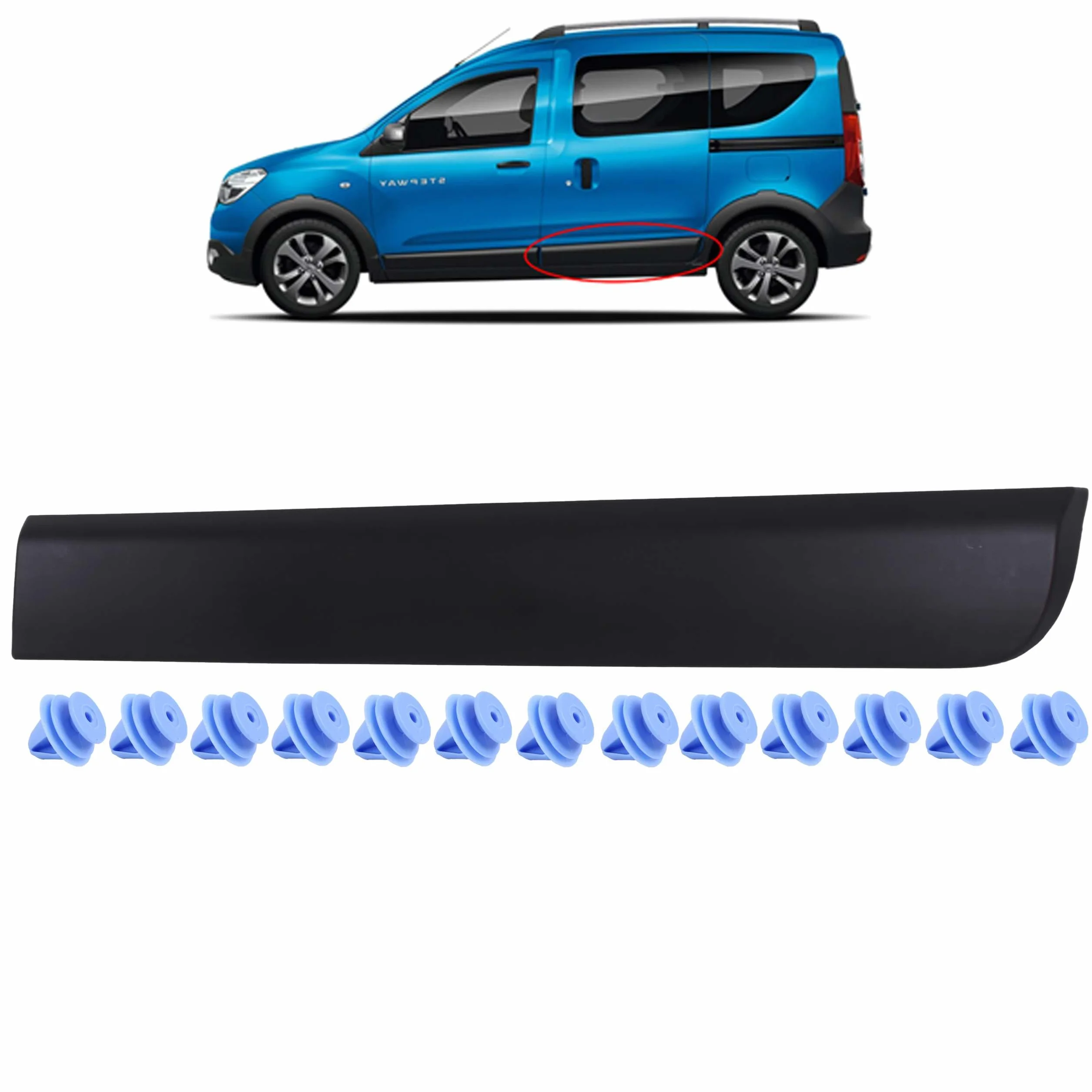 Modanatura di protezione Dacia Dokker 828775691R Nera 2012->