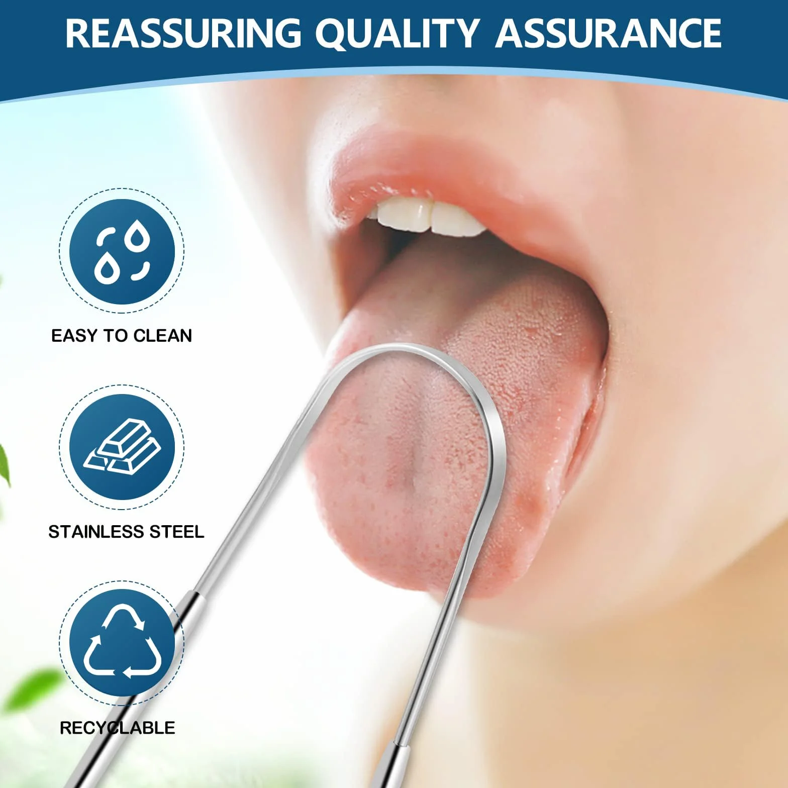 Brencco Tongue Scraper Set 2-Pack Stainless Steel with Case, Reusable Oral Hygiene