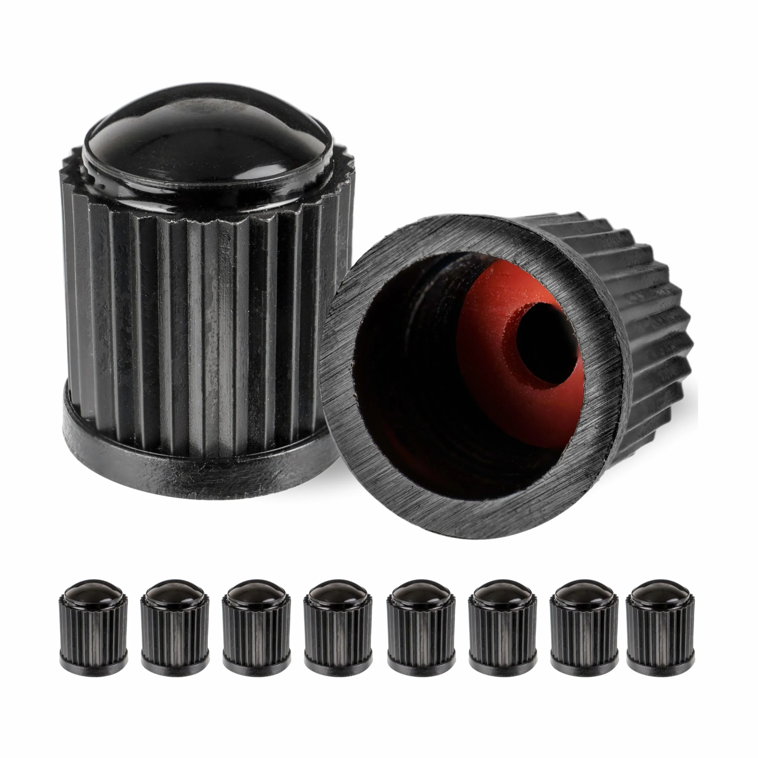 Tappo Valvola ABS 10 Pezzi Nero Copripolvere con Guarnizione per Auto Moto Rimorchi Biciclette