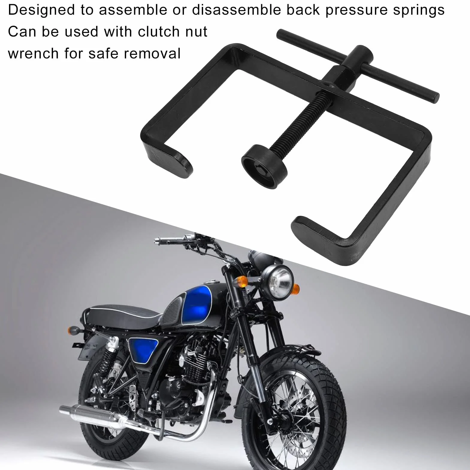 Uxsiya Attrezzo di Installazione rimozione Molla Frizione, Attrezzo di Compressione Molla Frizione Acciaio al Carbonio a Lunga Durata 125‑155 mm per Moto Scooter