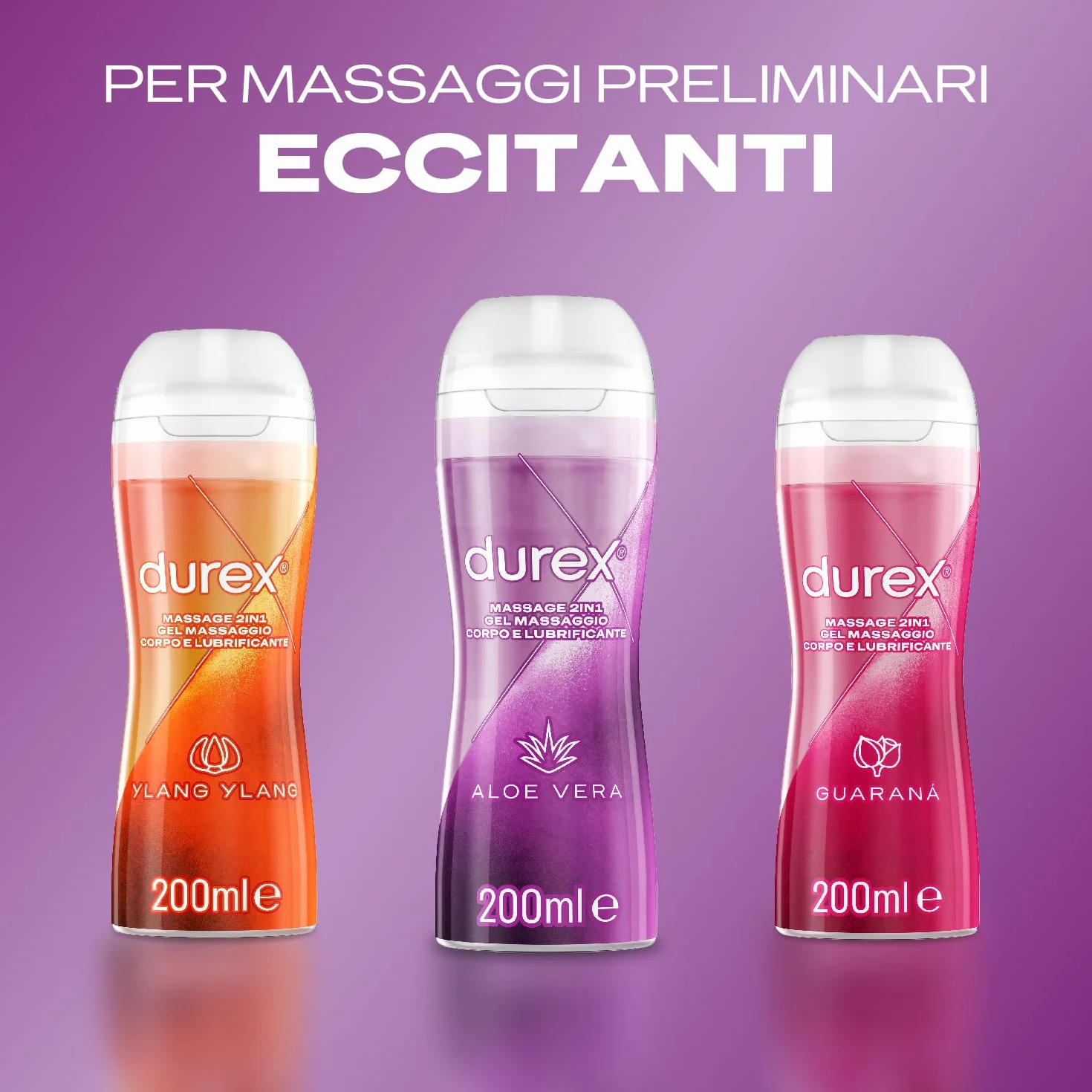 Durex Massage 2 in 1 Aloe Vera Lubrificante Sessuale Intimo Gel a Base d'Acqua 200 ml