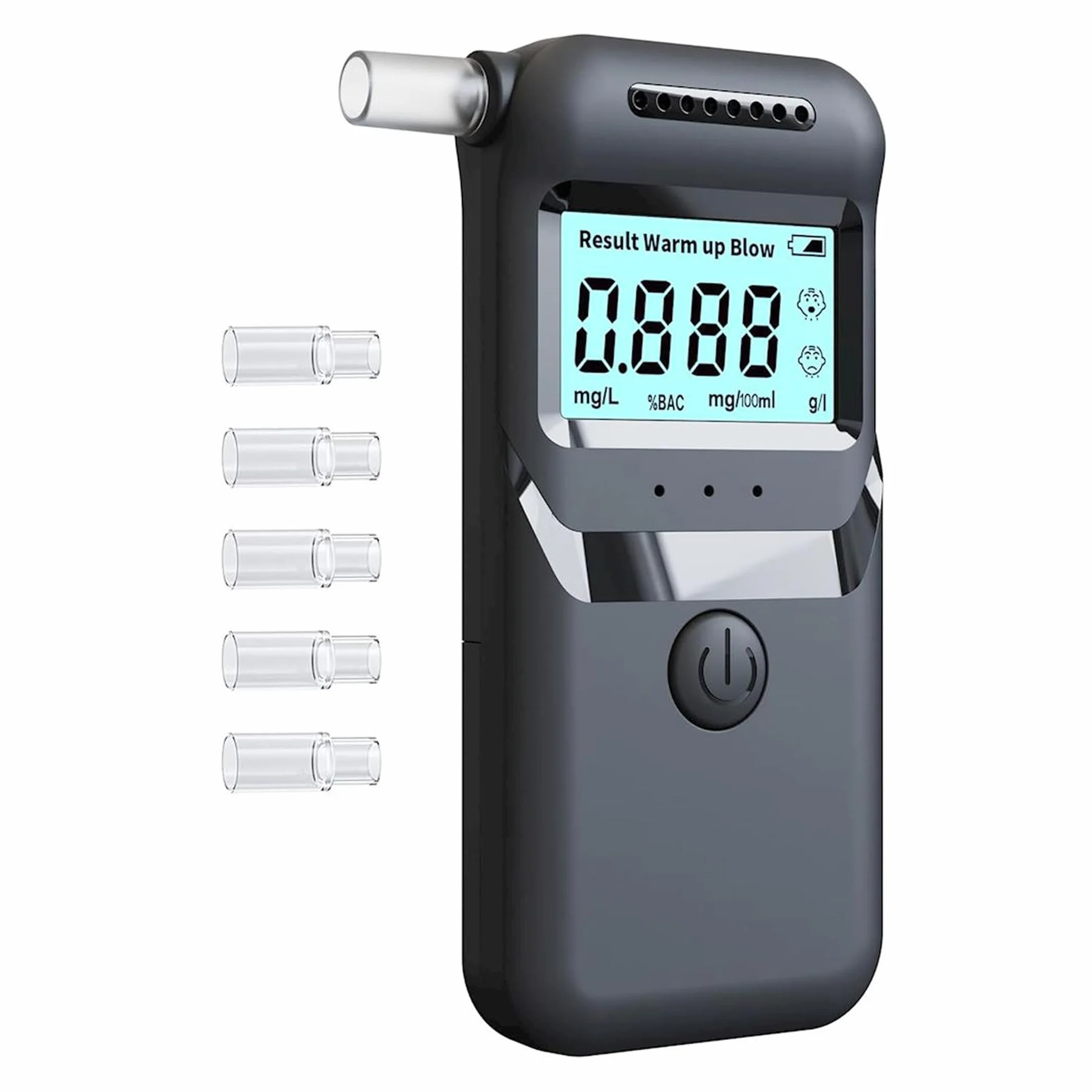 Etilometro Portatile Digitale Certificato con Display LCD – Chip ASIC 3° Generazione per Misurazione Accurata – Alcol Test con Algoritmo Avanzato - Boccagli Sostituibili e Prestazioni Stabili