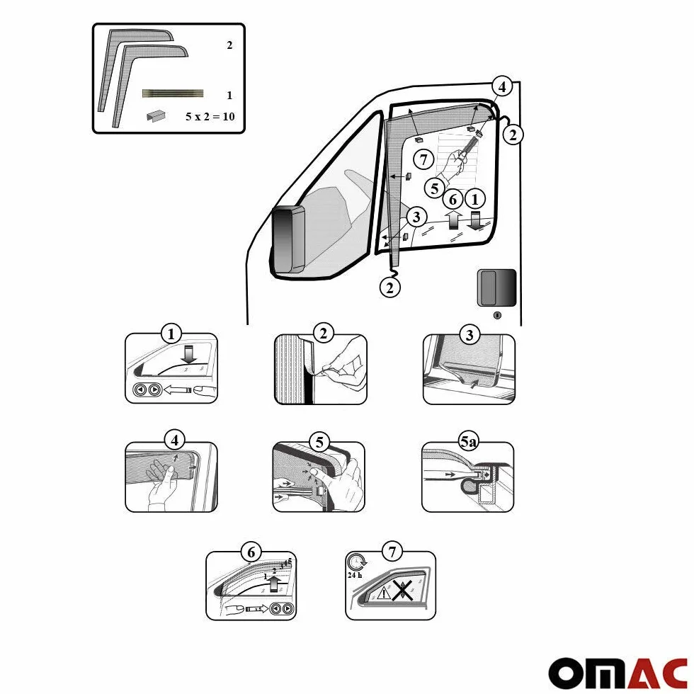 Deflettore antivento compatibile con Mercedes Sprinter W906 2006-2019 acrilico scuro 2X
