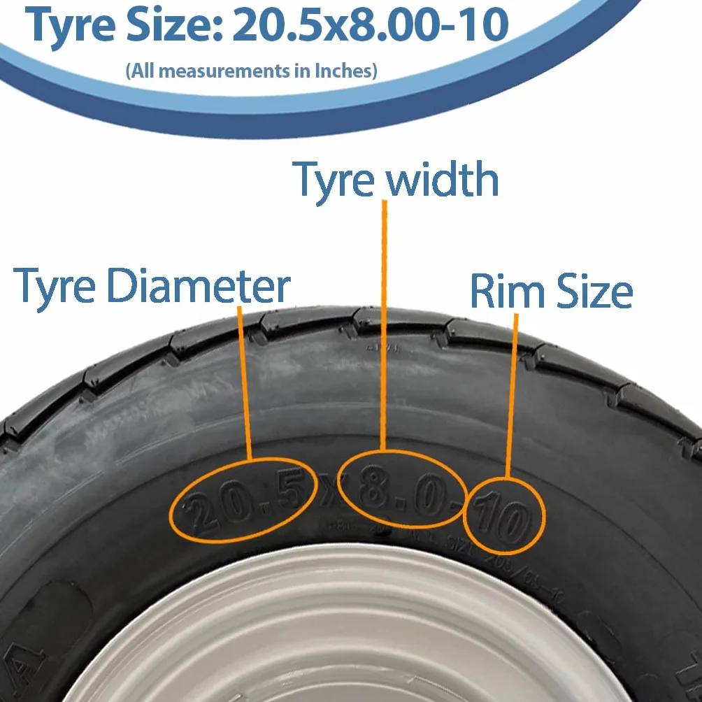 Pneumatico per rimorchio 20,5x8,0-10 8 strati PCD 100 605 kg set da 2
