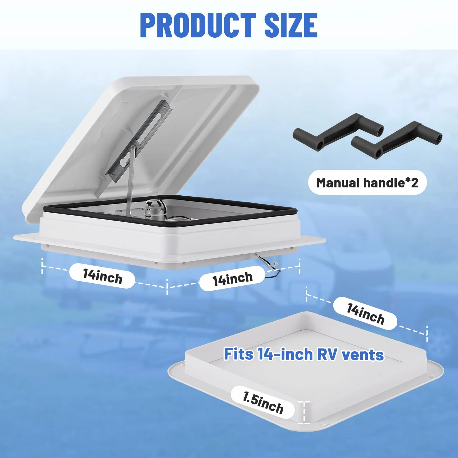YUCHENGTECH Ventilatore da Tetto per Roulotte 14" Ventilatore per Camper 12V Ventilazione da Tetto con Telecomando, Basso Rumore, Impermeabile per Camper, Roulotte, Rimorchi