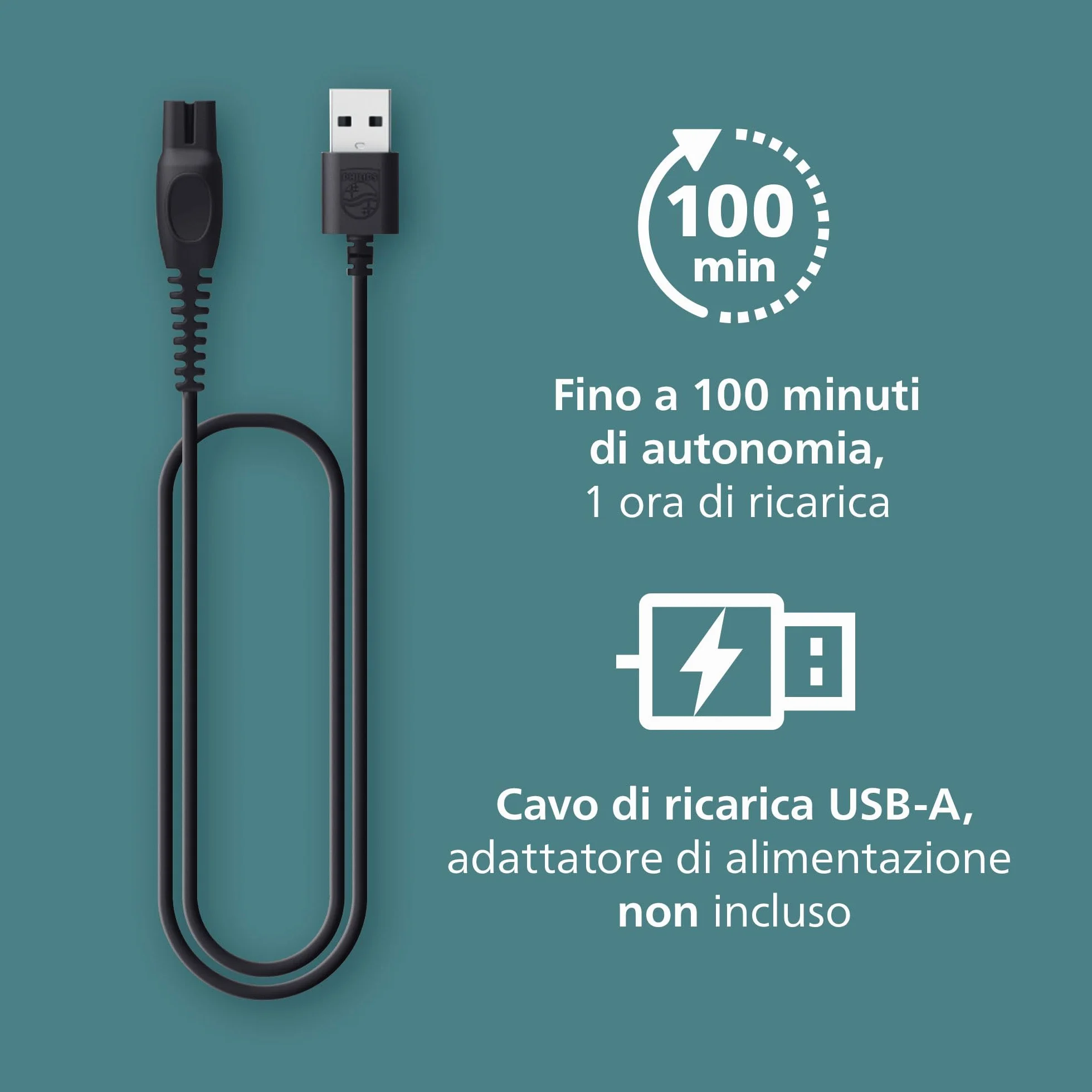 Philips Bodygroom Series 5000 BG5480/15 Rifinitore Uomo Tripla Protezione Impermeabile 100% 100 Minuti Autonomia