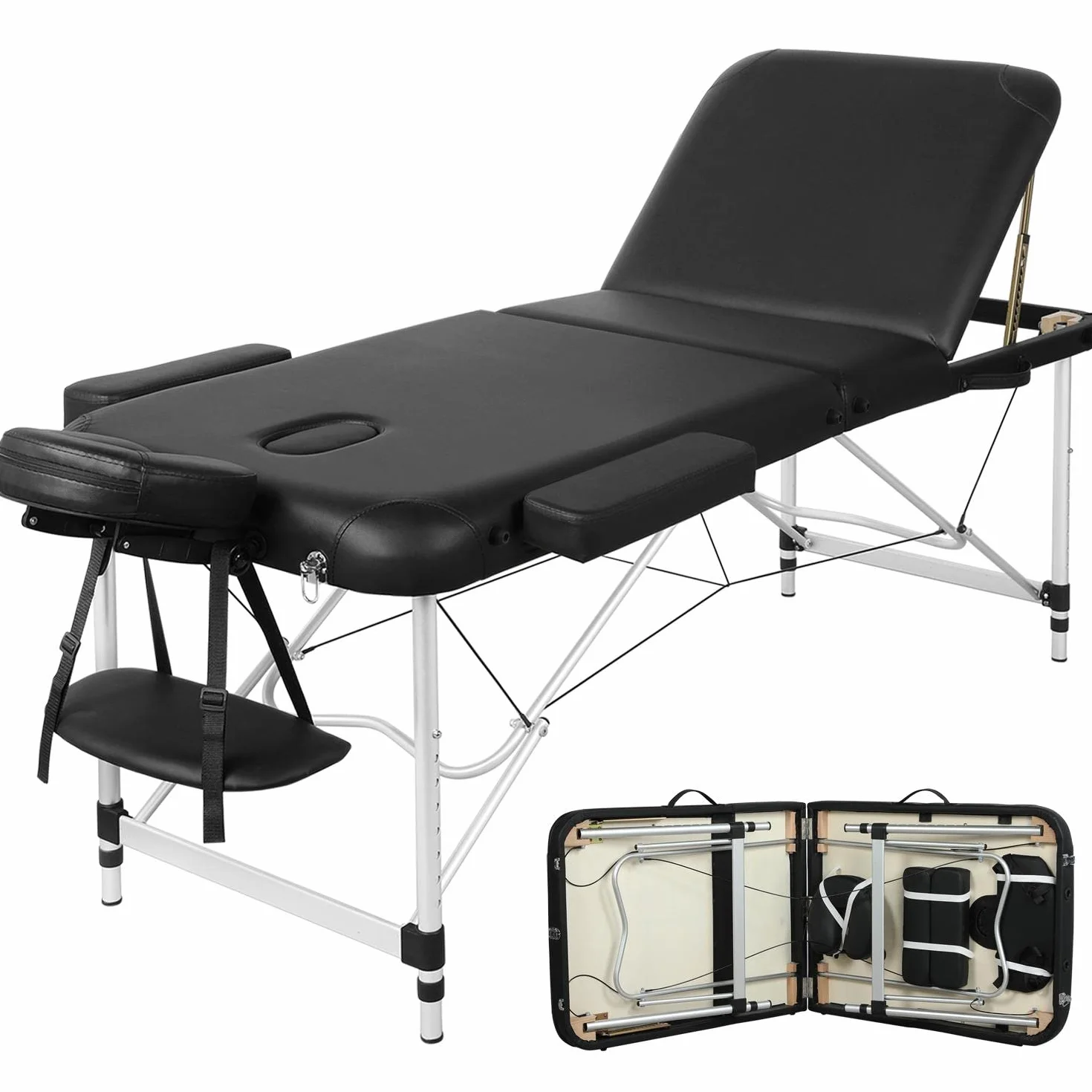 Yaheetech Lettino da Massaggio Pieghevole Portatile Alluminio 213 x 70 cm 250 kg Altezza Regolabile