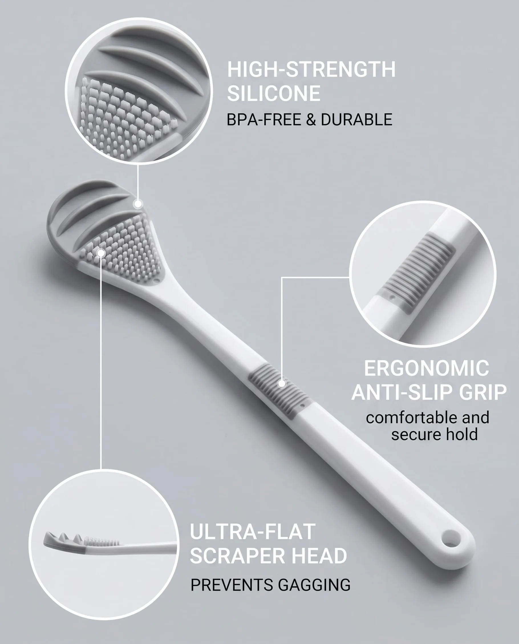 Tongue Scraper Cleaner, Nettalingua, Raschietto Lingua per Pulizia Bocca, Riduce Alito Cattivo, 2 Pezzi