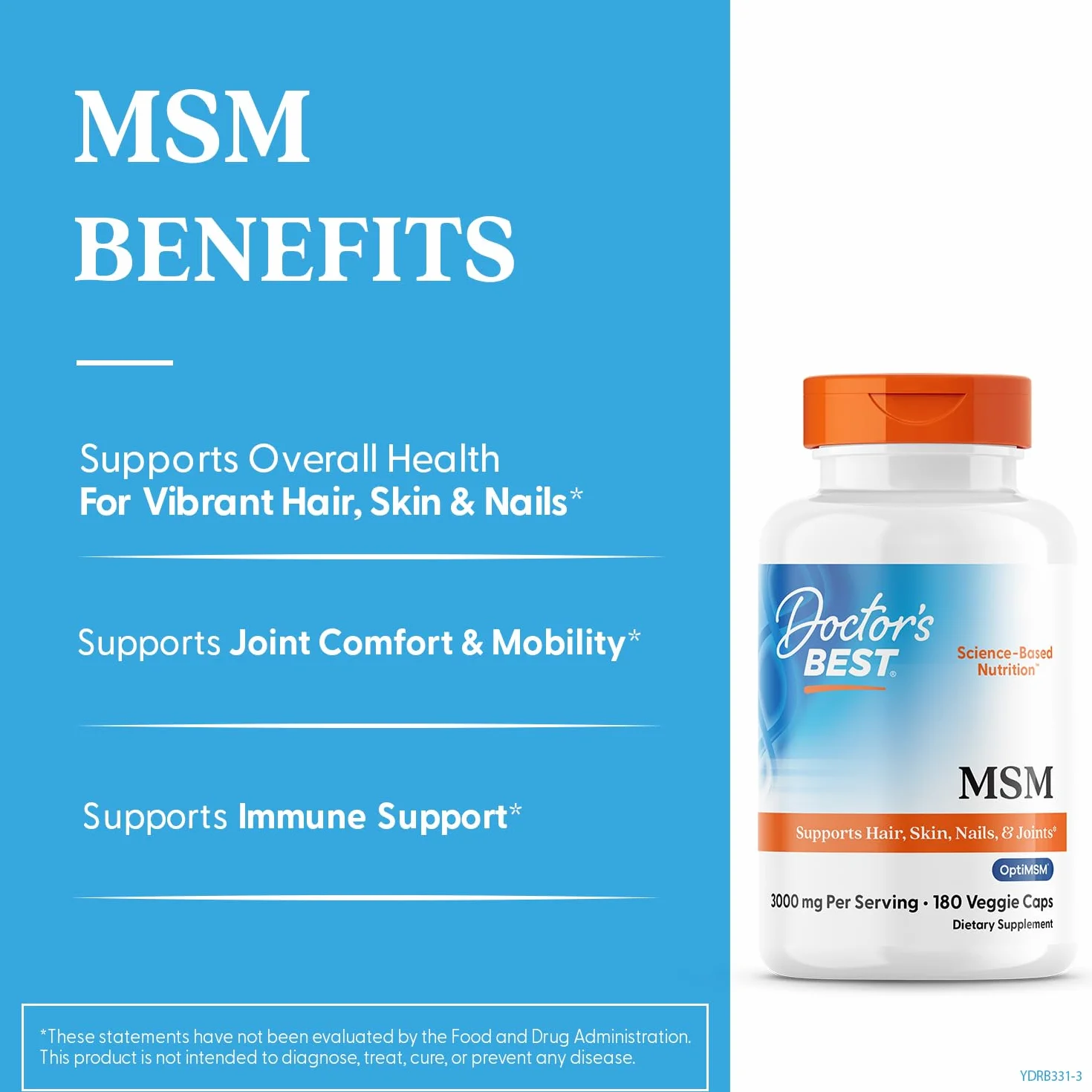 Doctor's Best MSM with OptiMSM Vegan 1000mg 180 vcaps