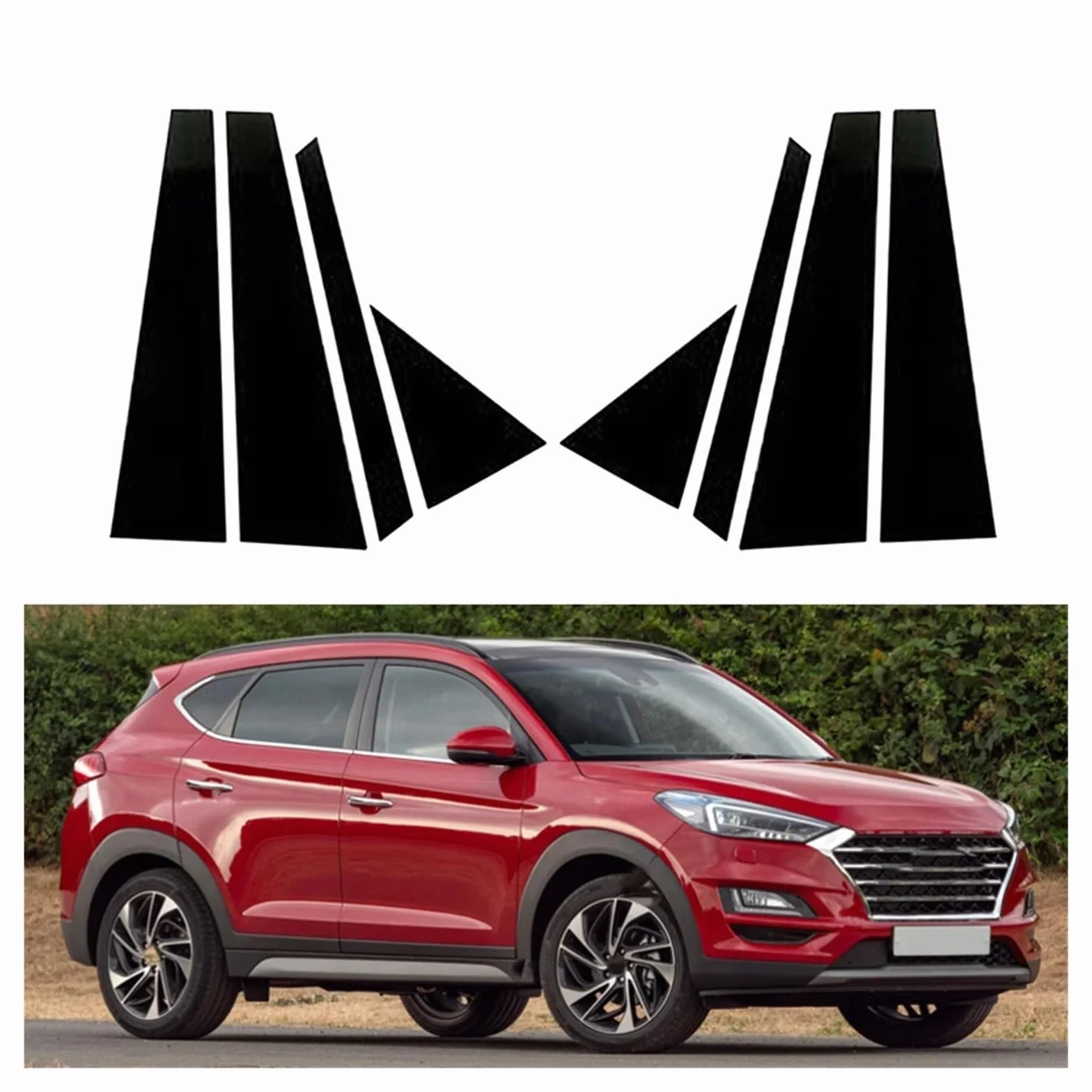 NEGRO Auto Pilastro Messaggi Nero Lucido Porta Finestra Stampaggio Copertura Adesivi Accessori for Hyundai Tucson 2016-2022