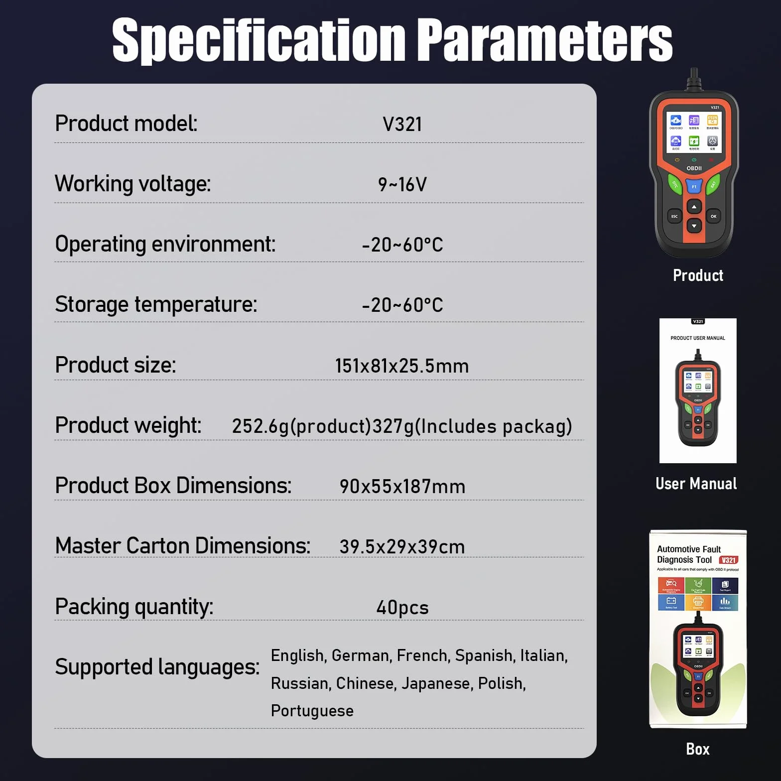 Scanner OBD2 EOBD Diagnostica Professionale per Tutti i Veicoli Lettura Codici Motore