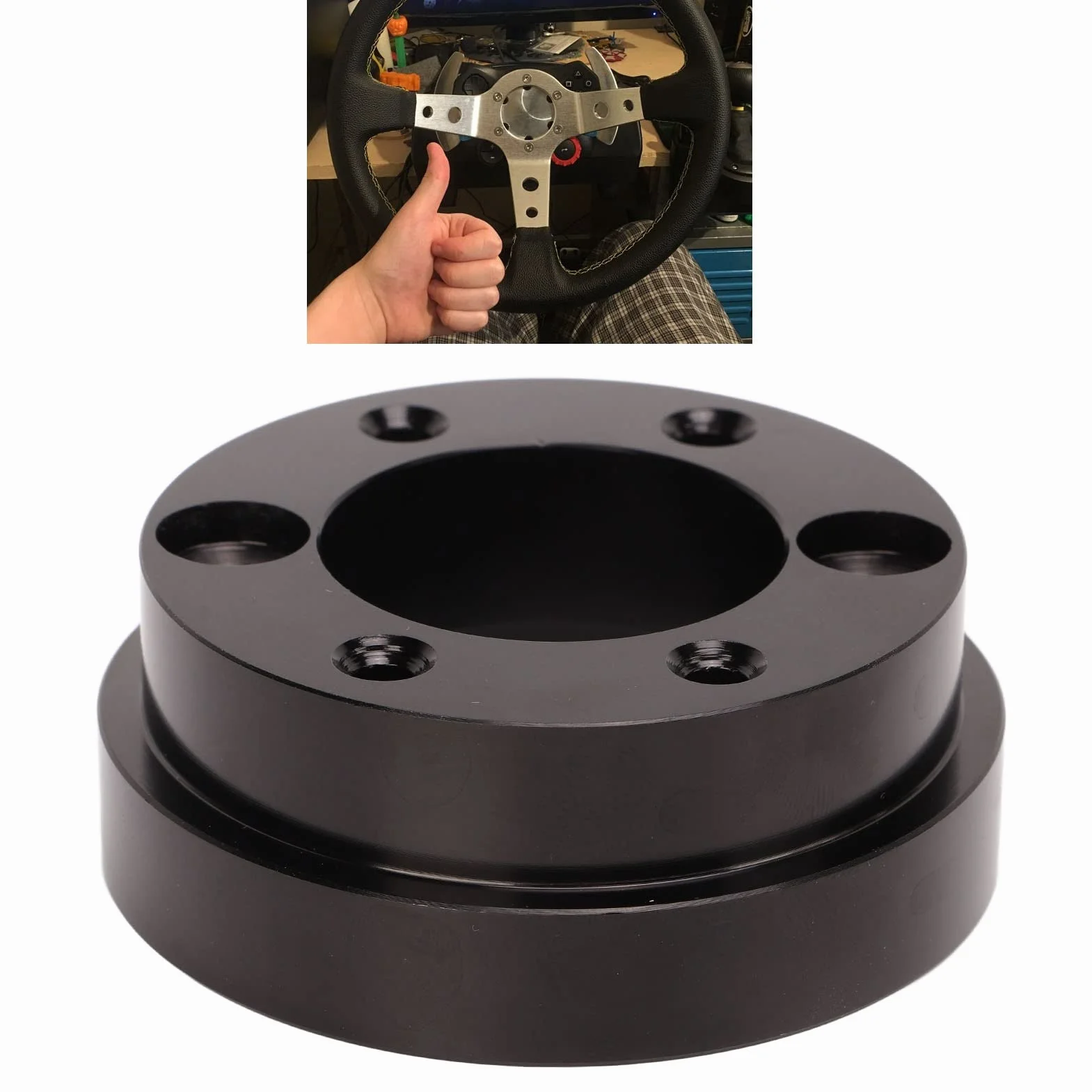Piastra Adattatore Volante 70mm 6 Fori Lega Alluminio per Logitech G25 G27 G29 G920 13-14 Pollici Nero