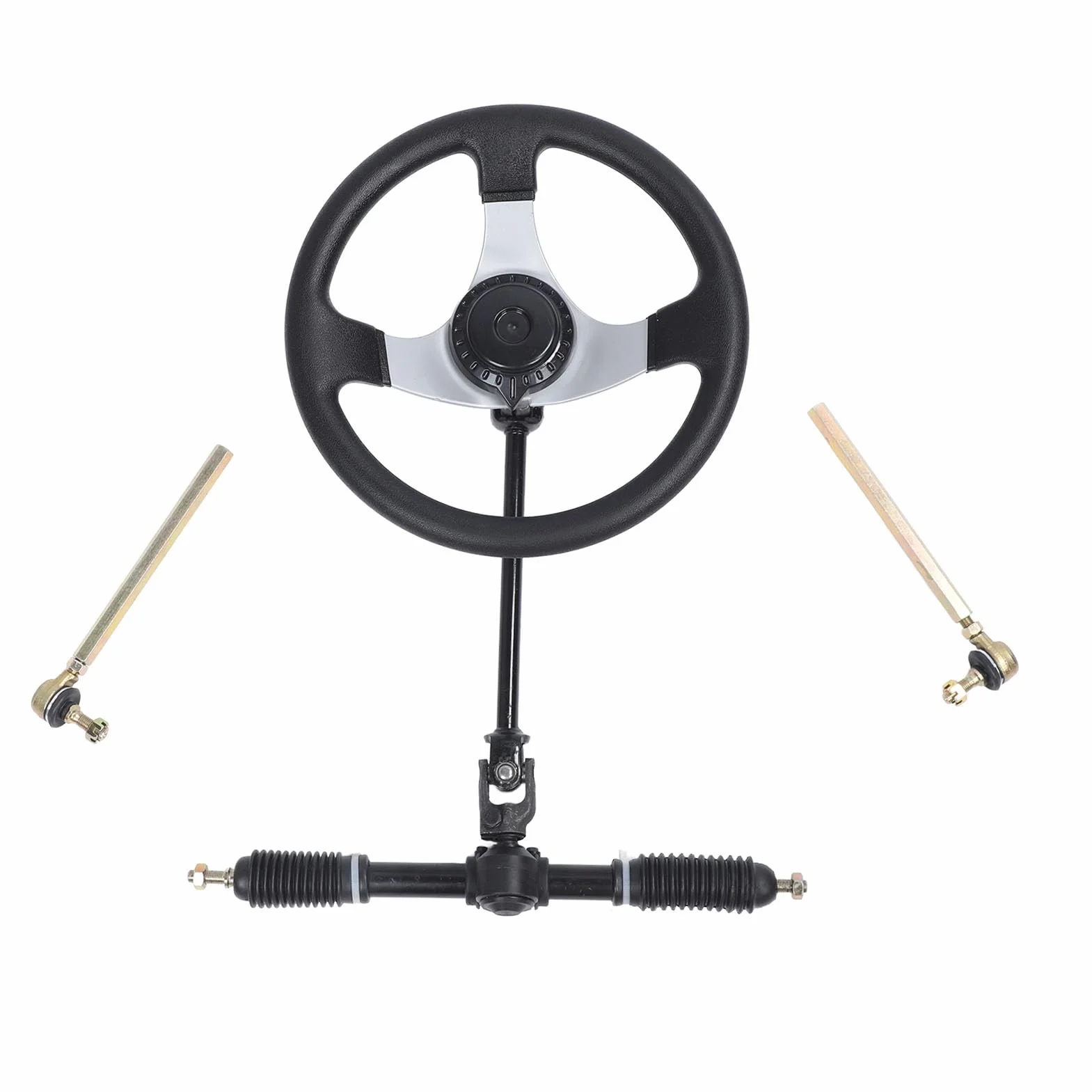 Kit Volante in Acciaio 300 Mm – Gruppo Sterzo Regolabile UTV, Go Kart e Carrello per Veicoli