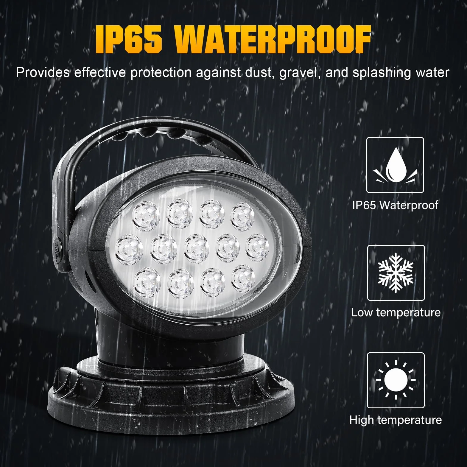 RIGIDON Strobo Faro da ricerca Led, 38W 3800LM Spotlight Rotazione 360° Telecomandato Luce da Lavoro esterno con Magnetica, Luce da Ricerca per Auto Fuoristrada Camion SUV 4x4 Barca, Faretto a led
