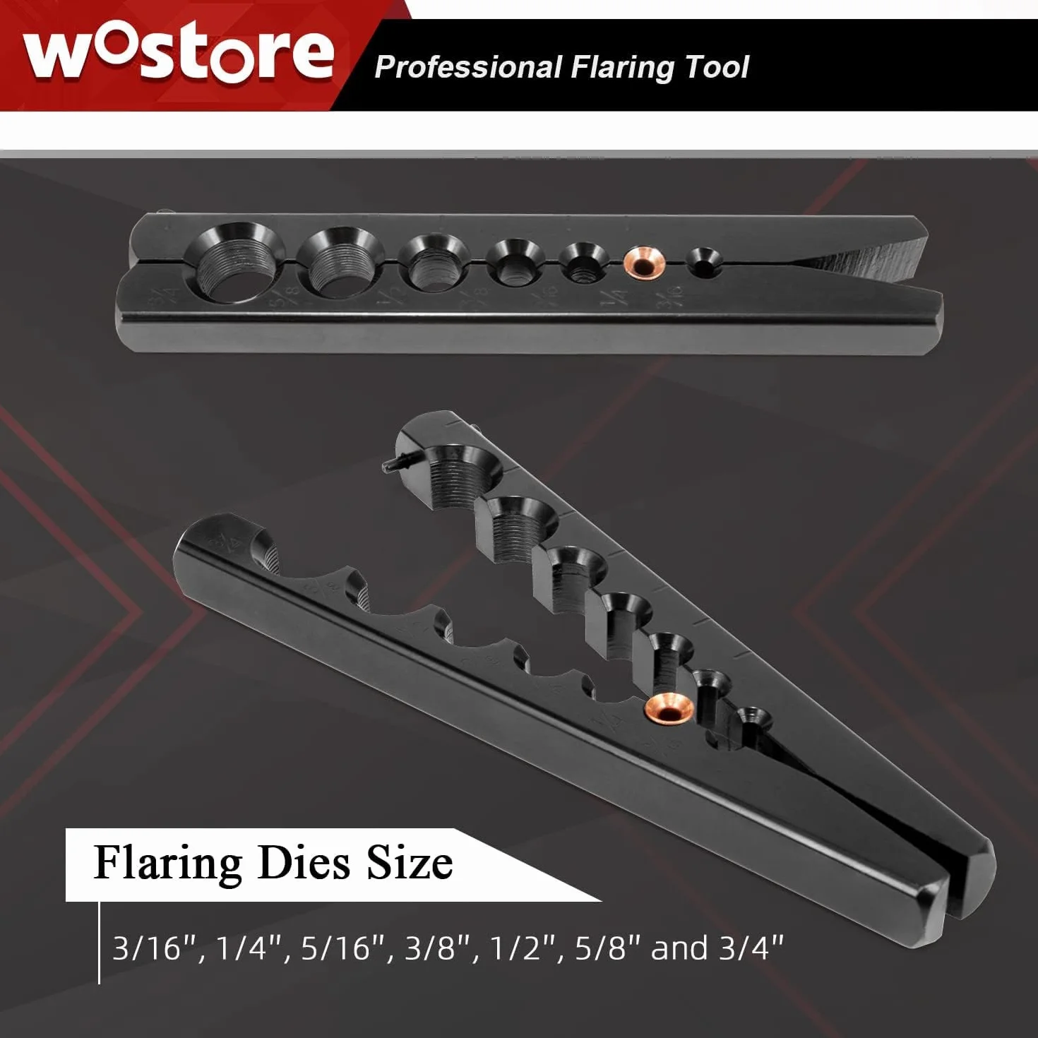 Wostore set di utensili per deformazione tubi 7 matrici per flare eccentrici tubi rame 4,8-19,1 mm HVAC