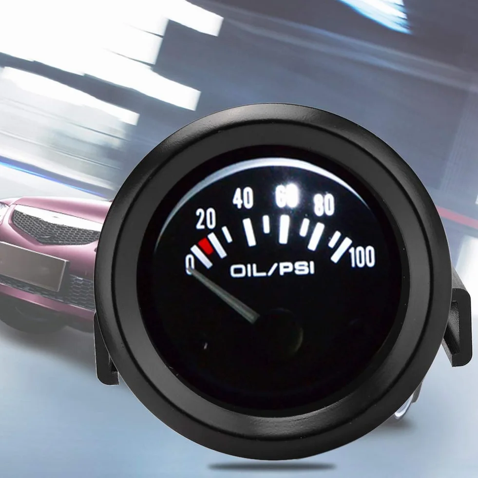 VOBOR Manometro della Pressione dell'olio, Misuratore della pressione dell'olio, 52mm/2in 12v Indicatore Manometro Olio Elettromagnetico Universale Strumento di Modifica Automatica