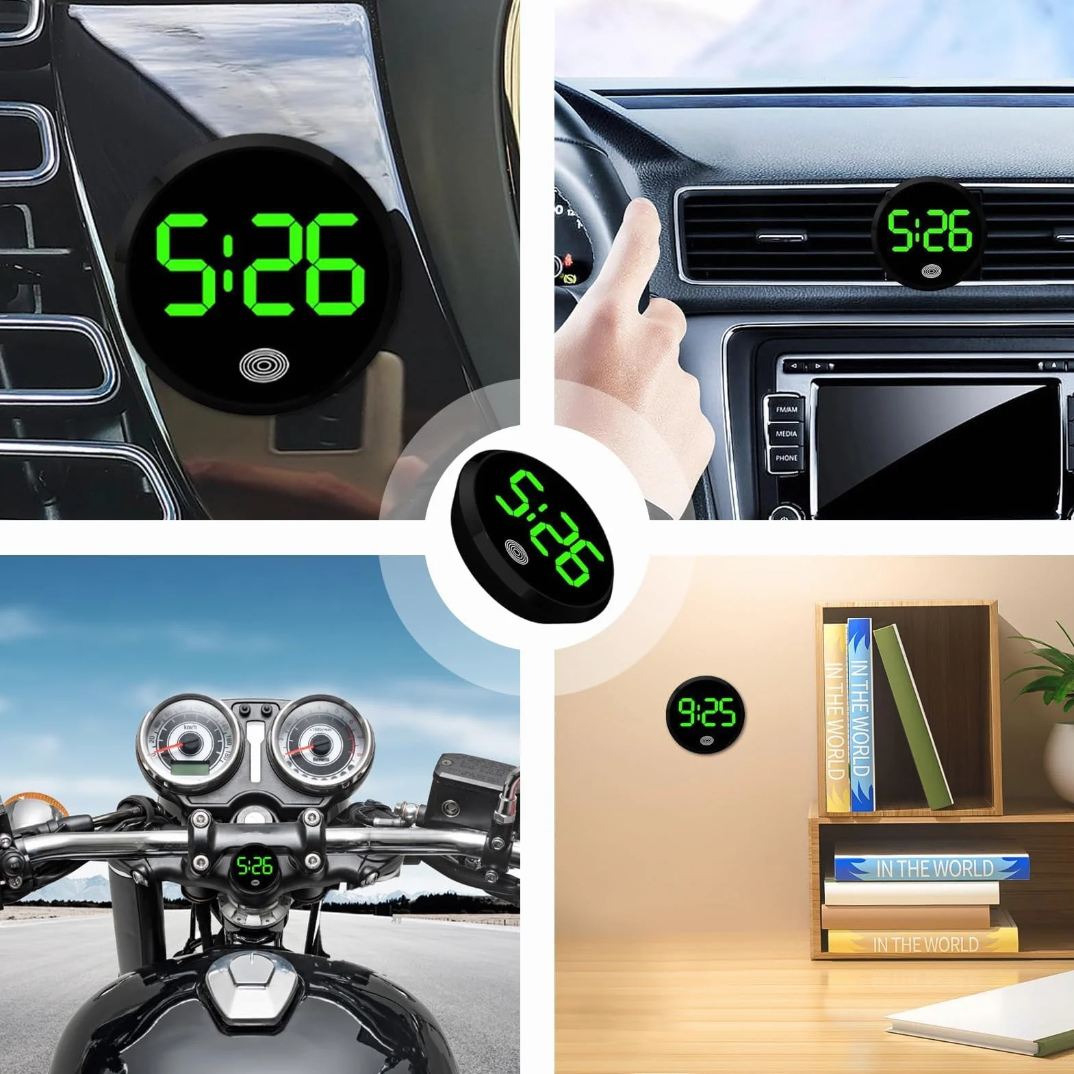 Orologio da cruscotto per auto, mini orologio digitale autoadesivo per veicoli