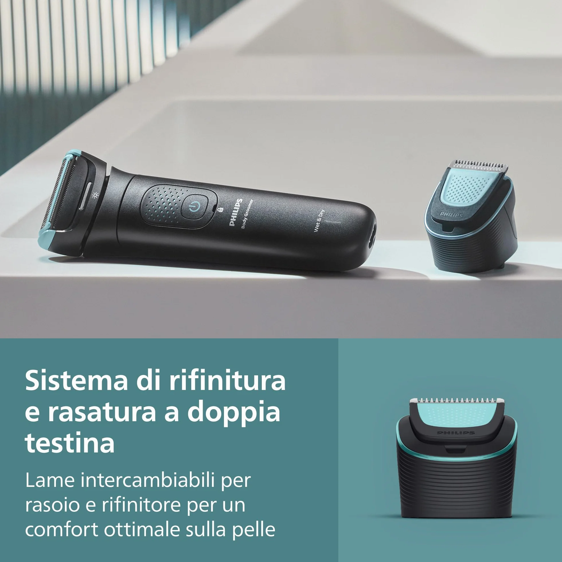 Philips Bodygroom Serie 7000 BG7480/15 - Rifinitore per uomo, testina flessibile 2D, impermeabile 100%, 120 minuti autonomia