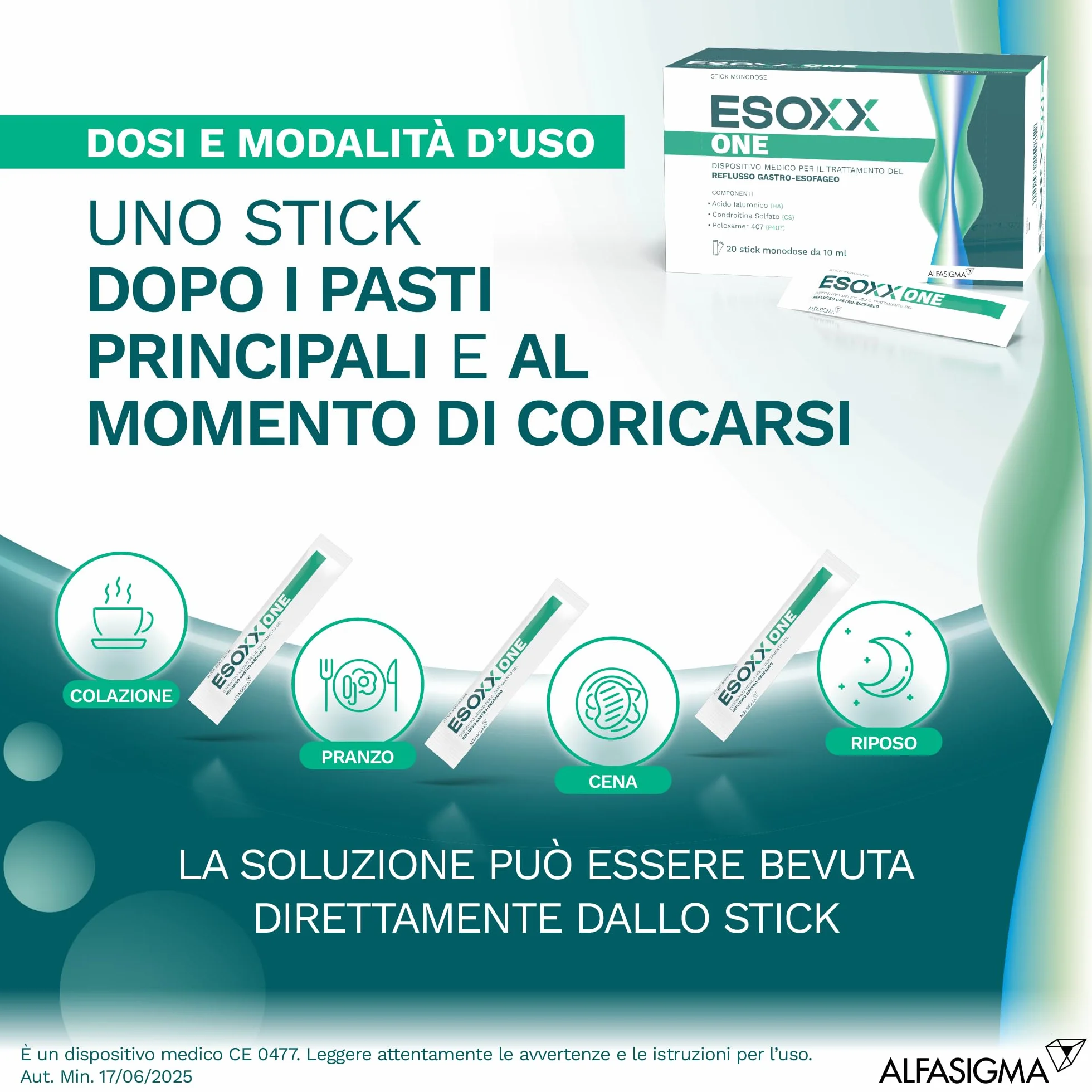 Esoxx One Dispositivo Medico Reflusso Gastro-Esofageo 20 Bustine Orosolubili