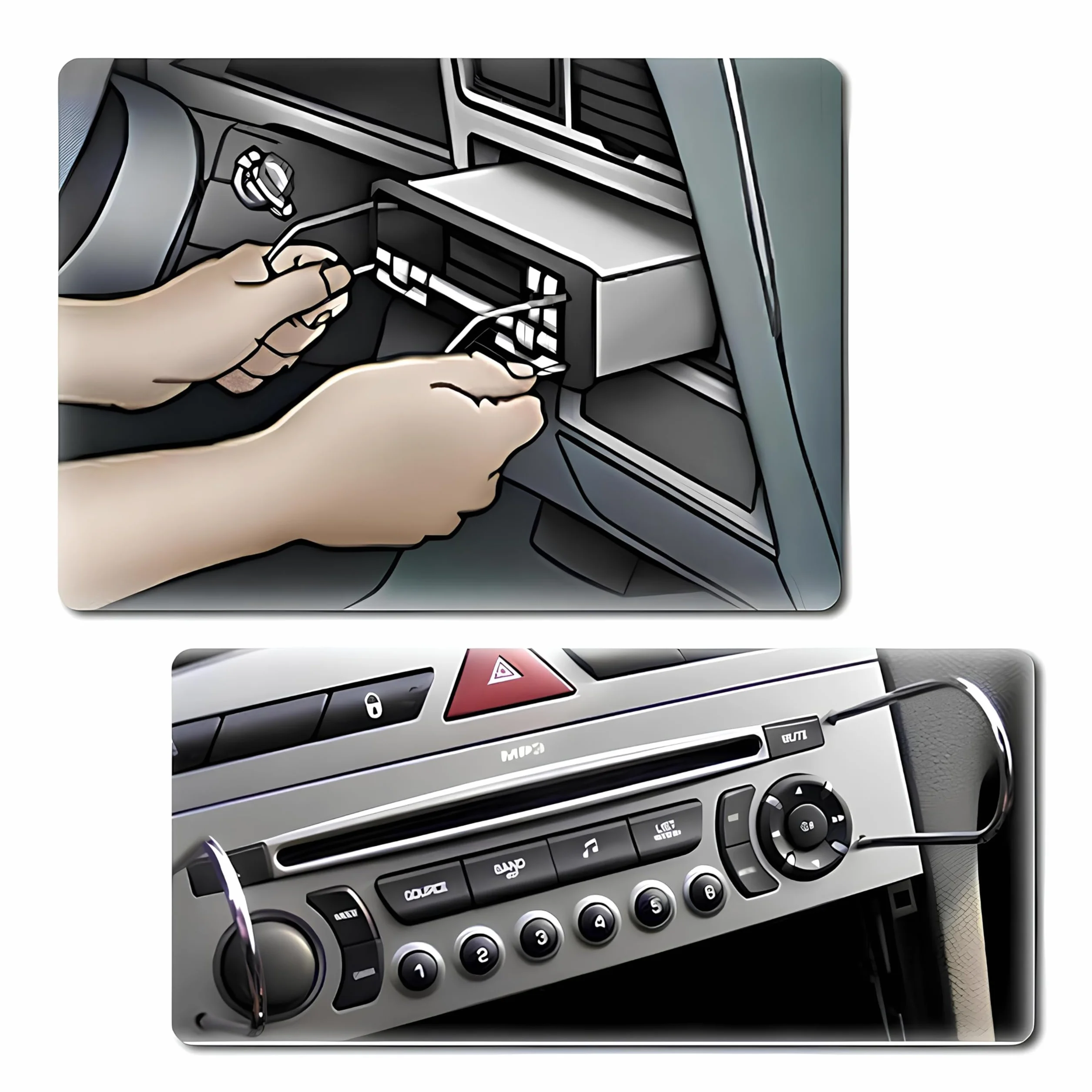 Kit Smontaggio Autoradio 4 Pezzi, Strumento Rimozione in Acciaio Inossidabile, Estrattore