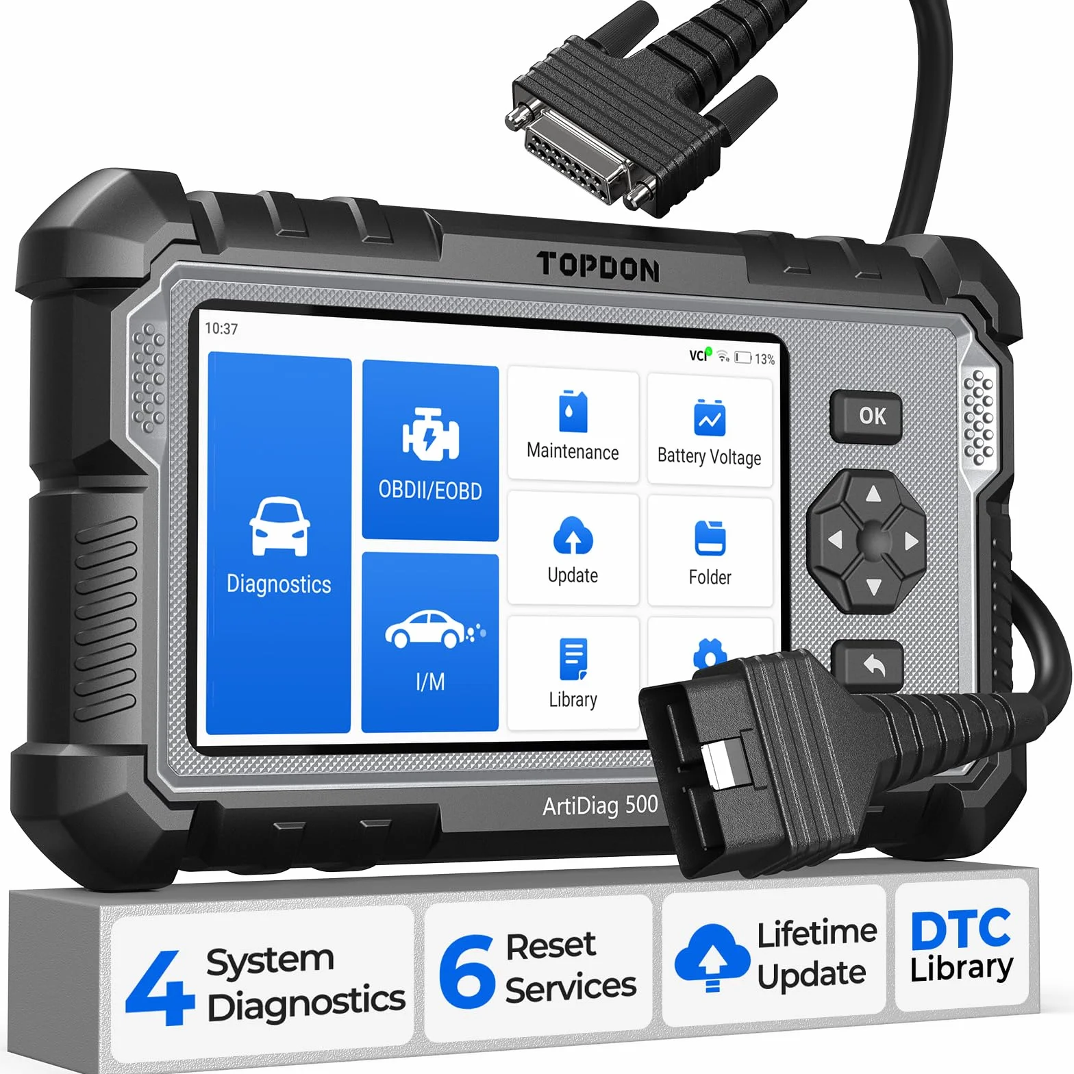 TOPDON AD500 Strumento di diagnostica auto OBD2 6 servizi reset olio SAS TPMS ETS BMS freno