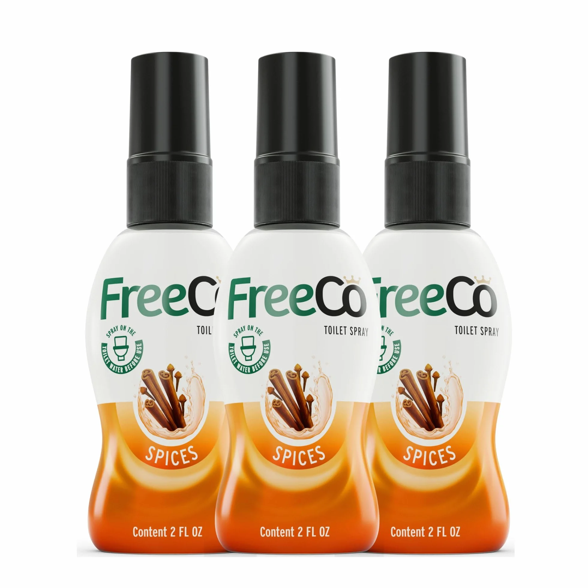 FreeCo Bloccante Eliminatore Odori Bagno Spray Oli Essenziali Naturali 3x60ml Fragranza Spezie