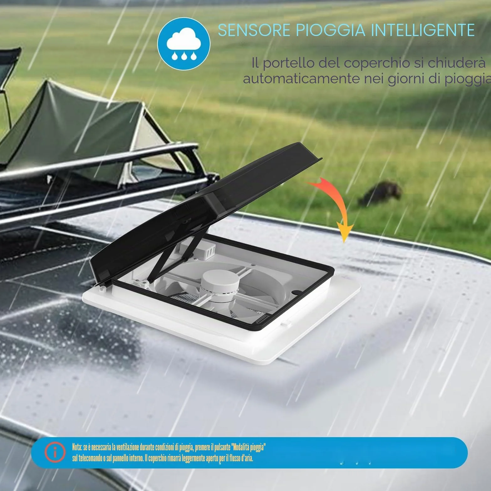 2012 Air Max Ventilatore Da Tetto Camping Car Elettrico Ultra basso rumore Ventilazione RV permanente Ventola di Estrazione Reversibile 12V con 14" copertura UV Traslucente