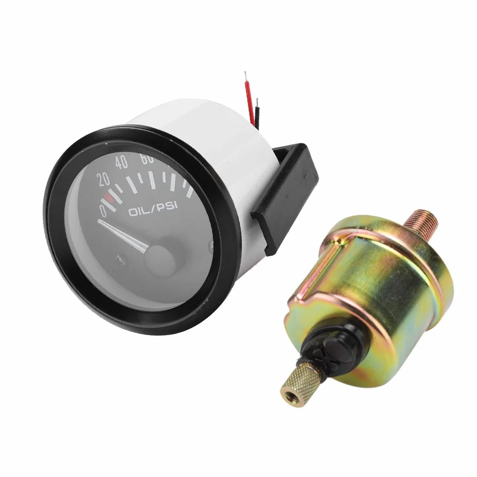 VOBOR Manometro della Pressione dell'olio, Misuratore della pressione dell'olio, 52mm/2in 12v Indicatore Manometro Olio Elettromagnetico Universale Strumento di Modifica Automatica