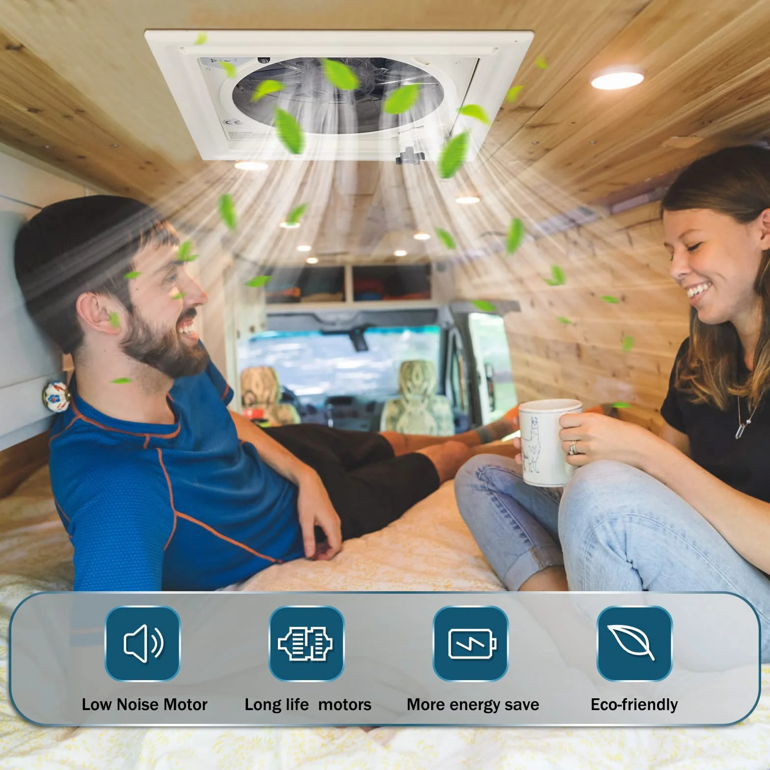 Ventilatore da tetto 12V 40x40 cm per Camper Caravan con sensore pioggia e silenzioso
