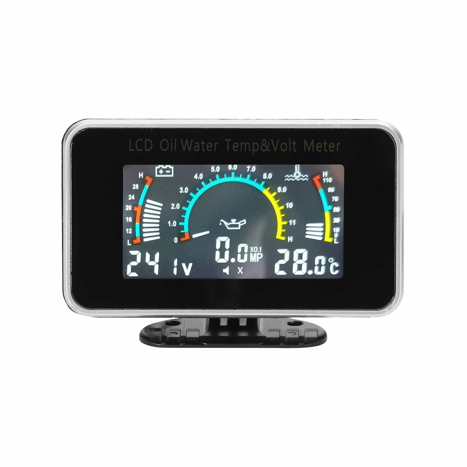 HUIOP Manometro dell'olio,Misuratore LCD per Auto 3-in-1 Misuratore di Pressione Olio Digitale Misuratore di Temperatura dell'Acqua Strumento Universale 9-36V per Camion SUV RV