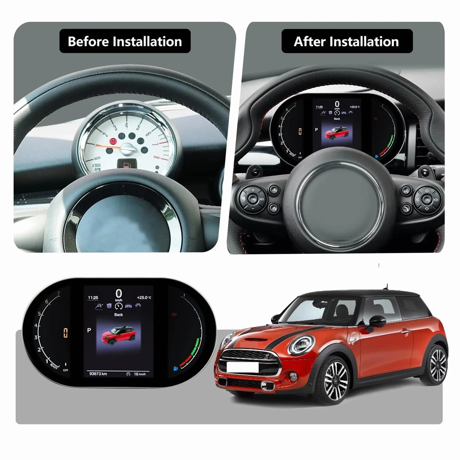Cruscotto digitale compatibile con BMW Mini Serie F F54 F55 F56 F57 F60 2014-2023 Tachimetro LCD Cluster Pannello strumenti