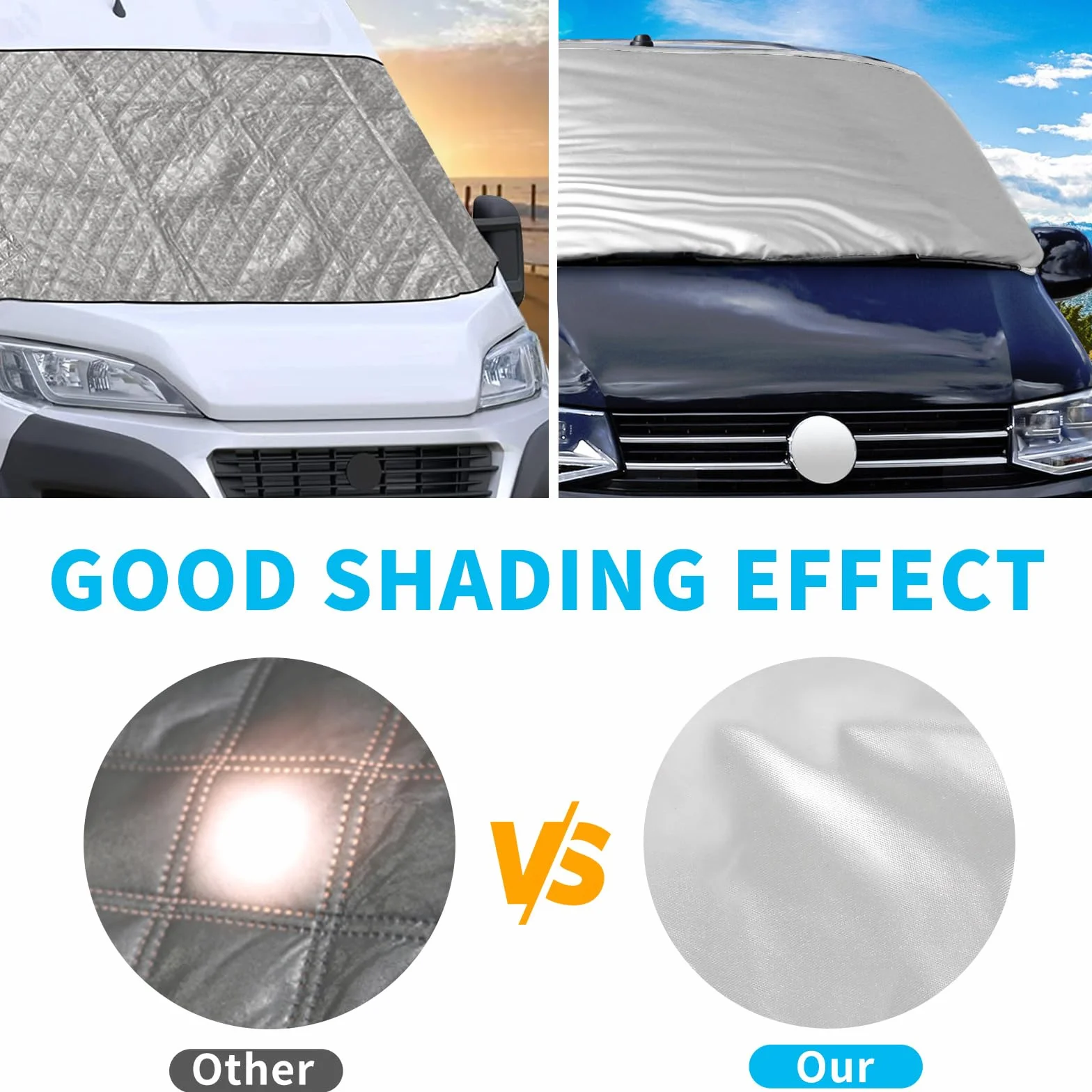 Copertura Termica Esterna per Parabrezza VW Transporter T6 Antigelo Pieghevole Argento