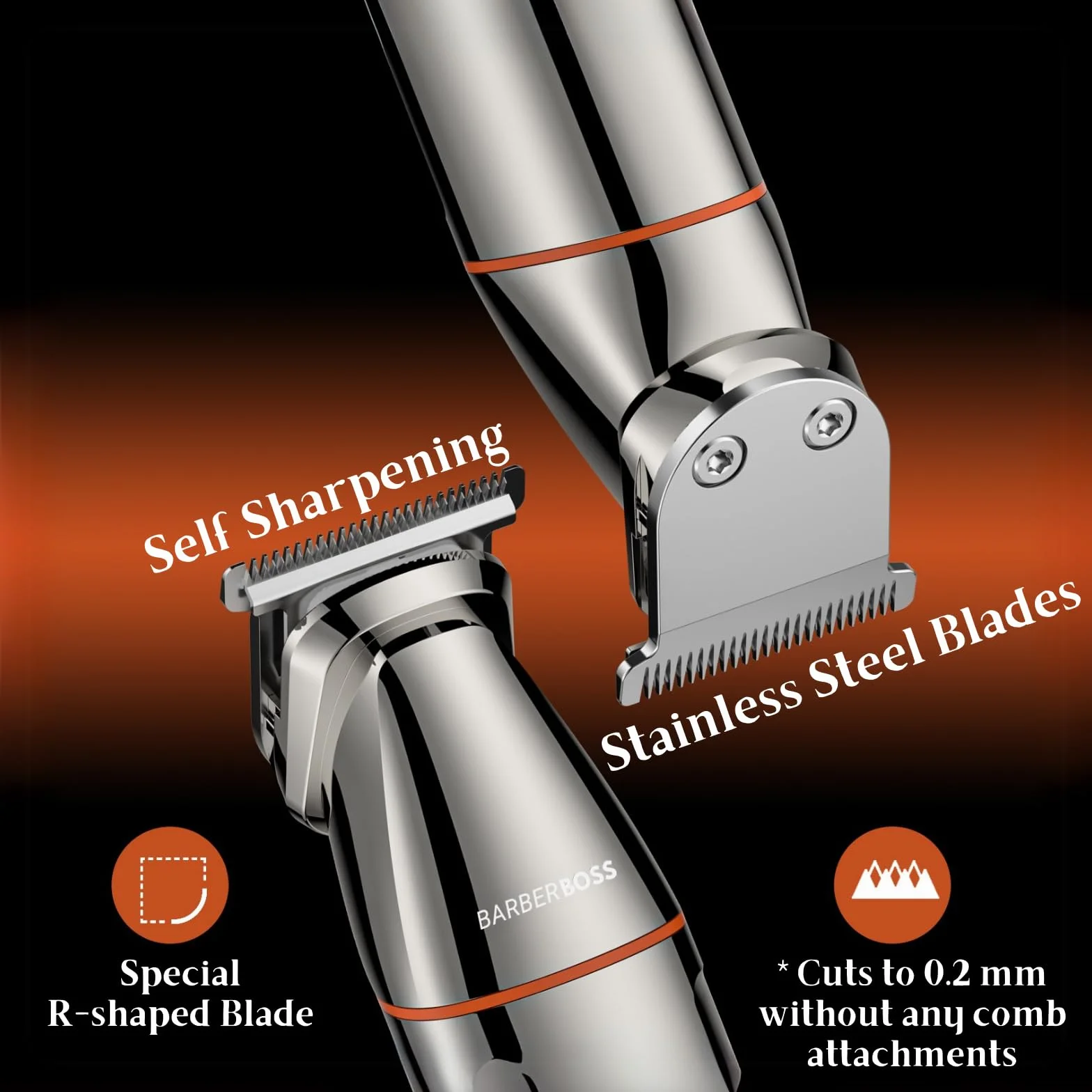 BarberBoss Kit rasoio 5 in 1 uomo tagliacapelli rasoio naso ricarica USB-C lame acciaio inox body groomer
