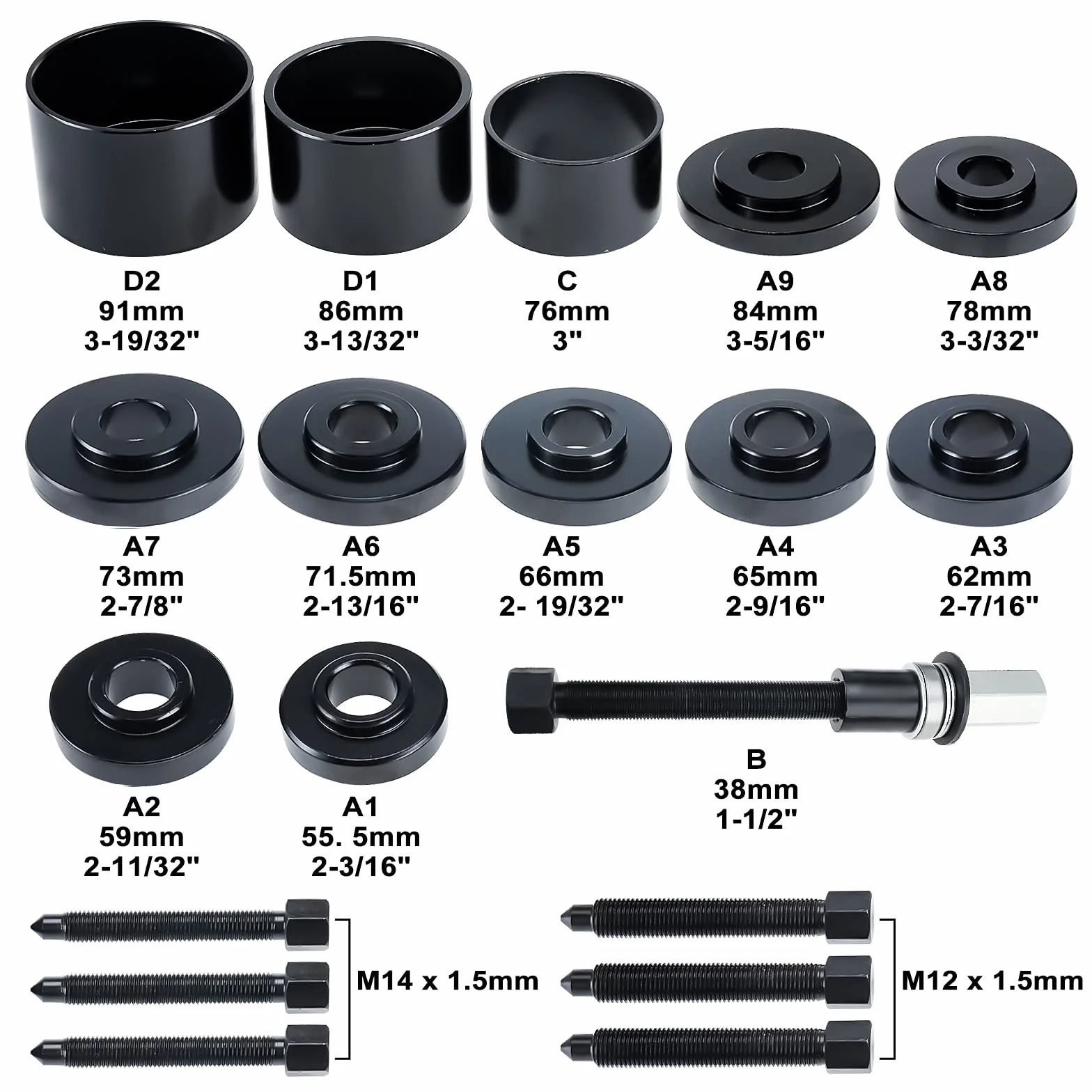 BOOMSTART 19 Pezzi Set di Attrezzi per Cuscinetti Ruota, Estrattori per Mozzi Ruota 55-84mm per VW Audi Opel Fiat BMW Ford