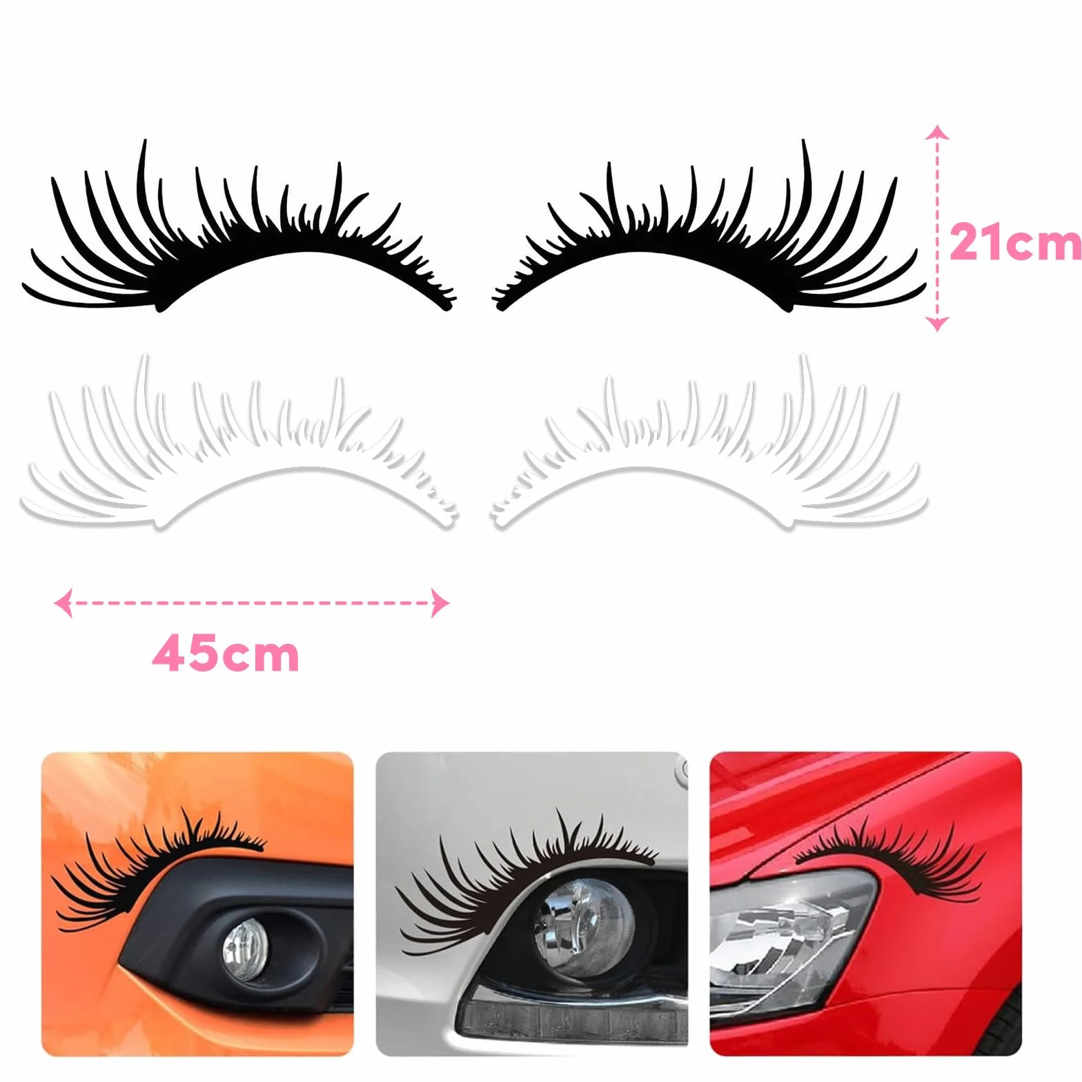 Adesivo Cigli dell'automobile Adesivo per Paraurti Sopracciglia Ciglia Adesivi per Auto Luce Adesivo per Paraurti Ciglia Rimovibili, Adesivo Decorativo