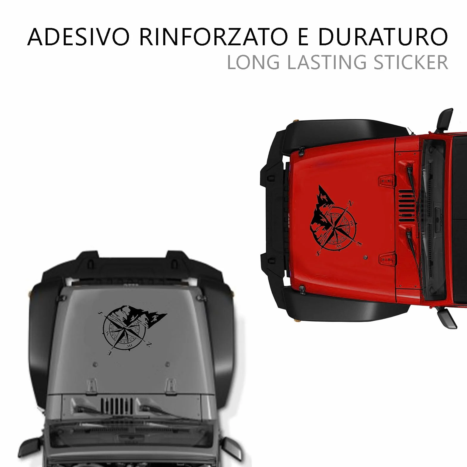 Adesivo Rosa dei Venti 2 Pezzi 27x21cm 40x32cm Adesivi per Camper Auto Moto Fuoristrada Stickers Dakar Esterni Grandi Nero