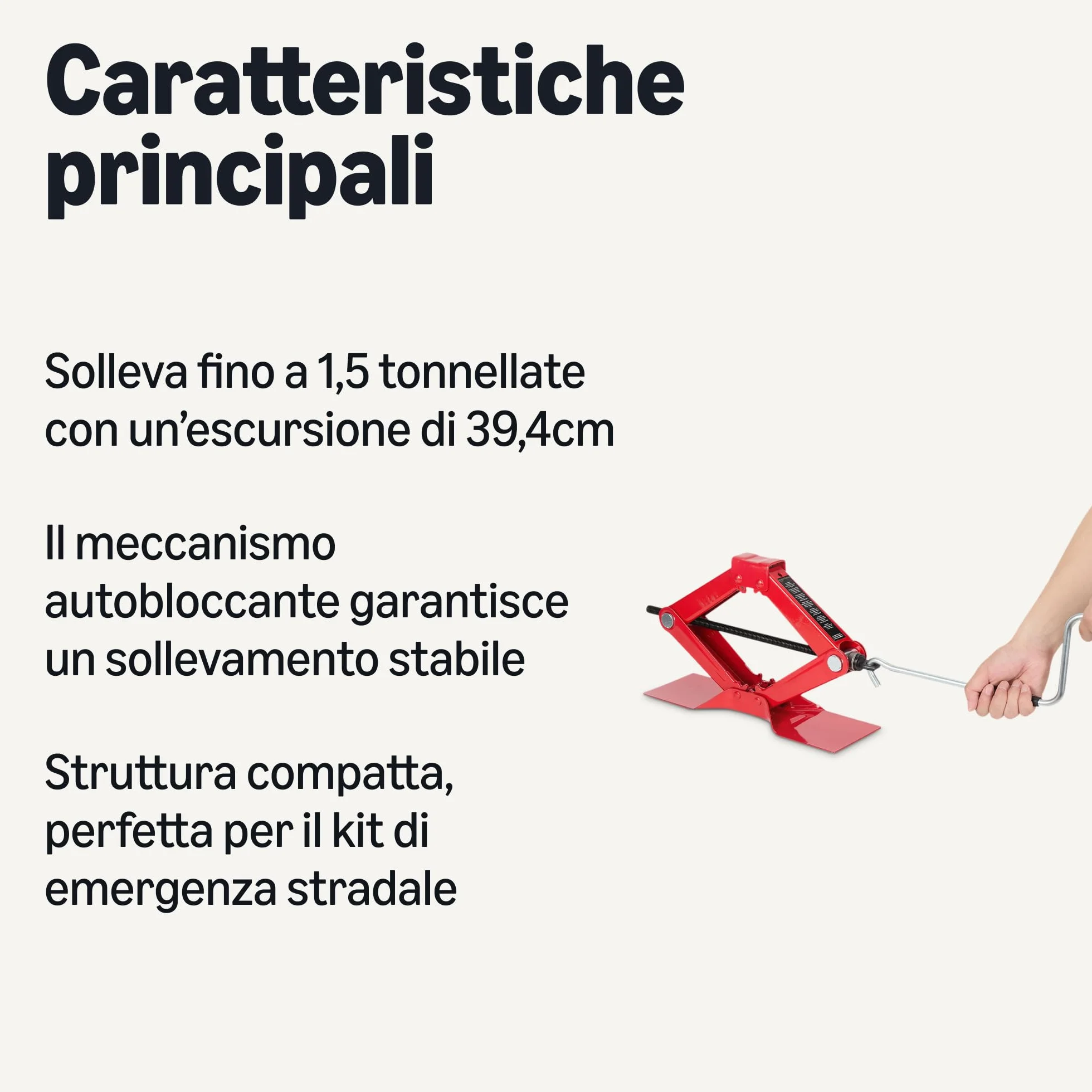 Amazon Basics Forbice e Presa Portatile per Auto, Capacità 1,65 Tonnellate, Rosso