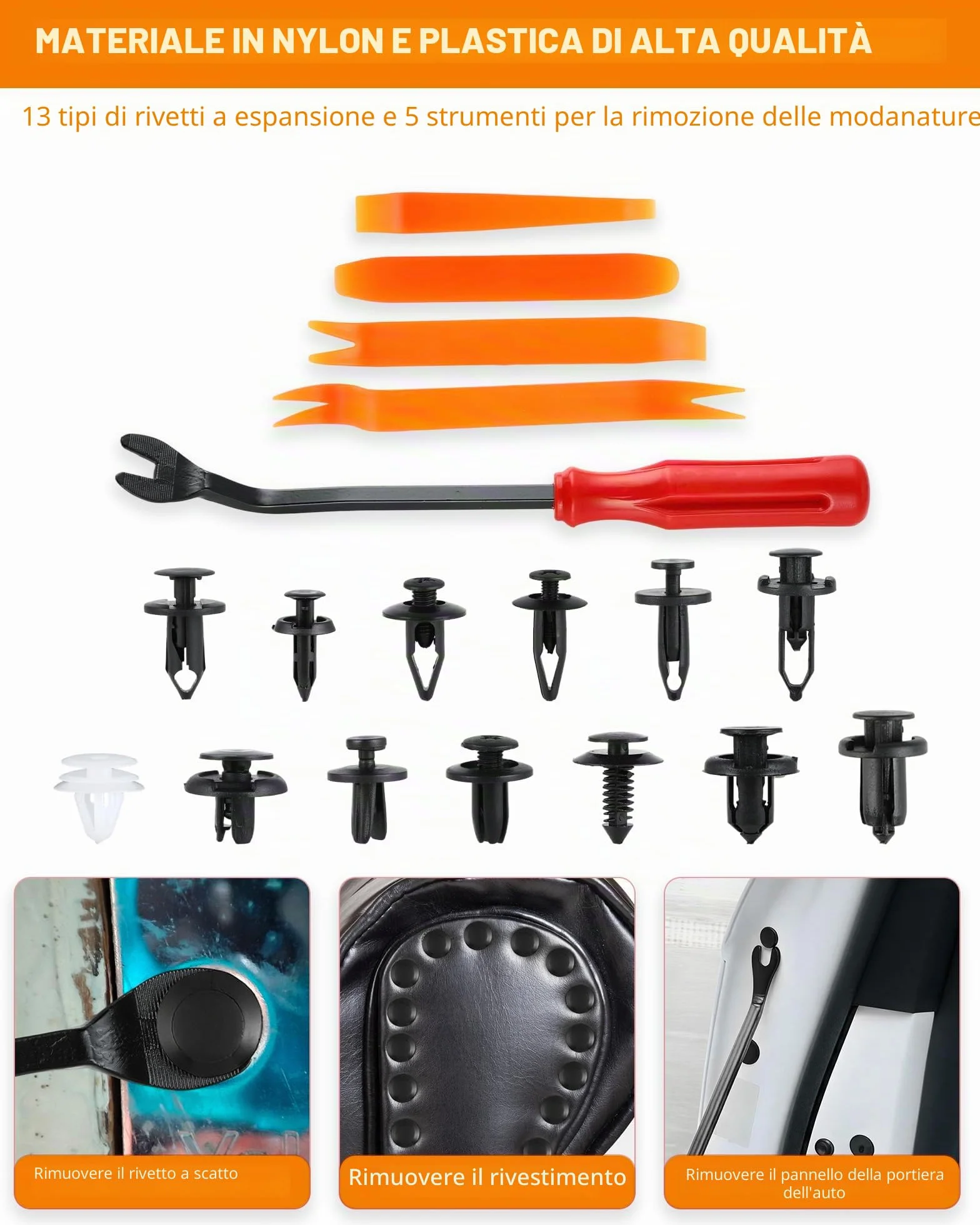 Set rivetti ad espansione e clip di fissaggio per auto – rivetti in plastica per auto, clip di fissaggio auto e viti per carrozzeria per pannelli porta, paraurti e parafanghi, assortimento 229 pz